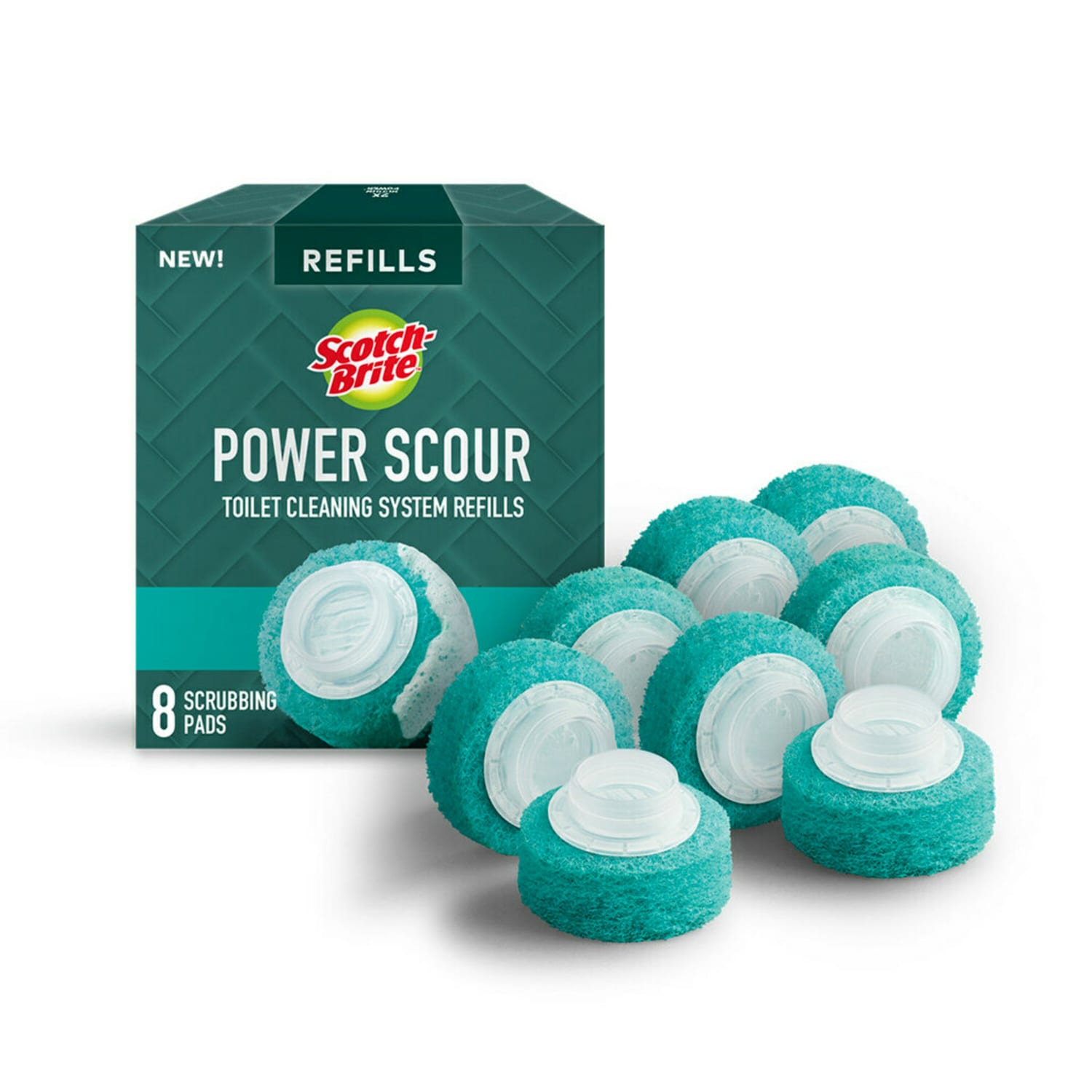Scotch-Brite Power Scour Toilet Bowl Scrubbing Pad Refills, 8 Refill Disposable Toilet Bowl Cleaner Scrubbing Pads - Image 3