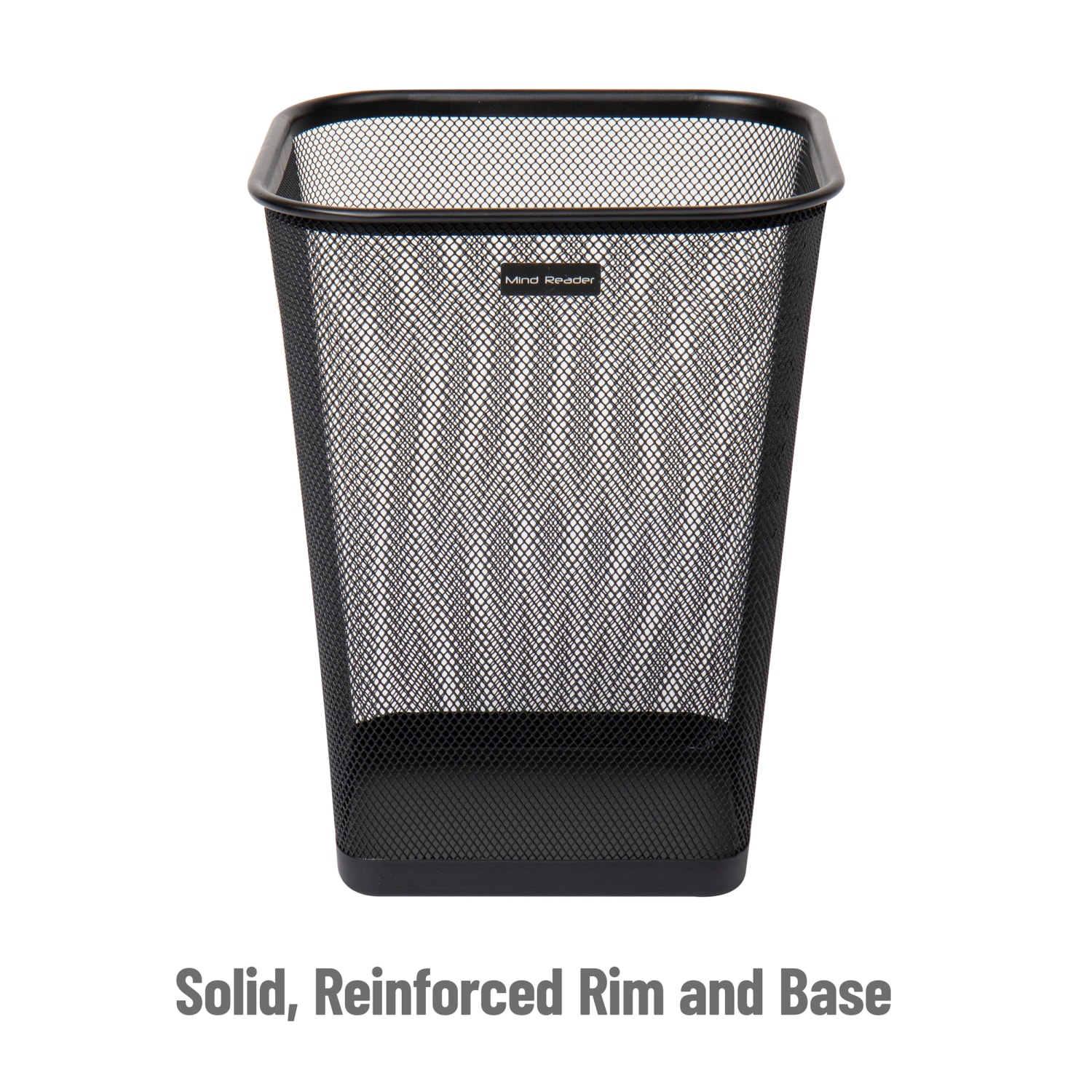 Mind Reader Metal Trash Can Square Waste Paper Basket, 12 1/4inH x 9 3/4inW x 9 3/4inD, Black Set of 2 - Image 5