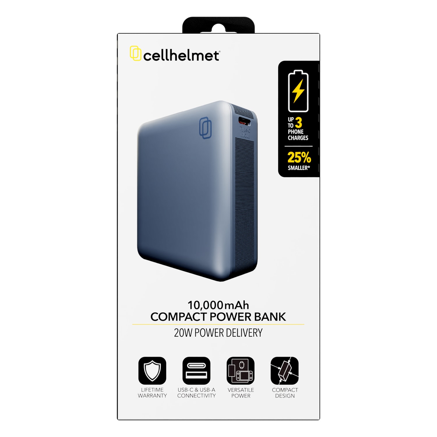cellhelmet 10,000-mAh Portable USB-C And USB-A Power Bank, Black, PP-223 - Image 6