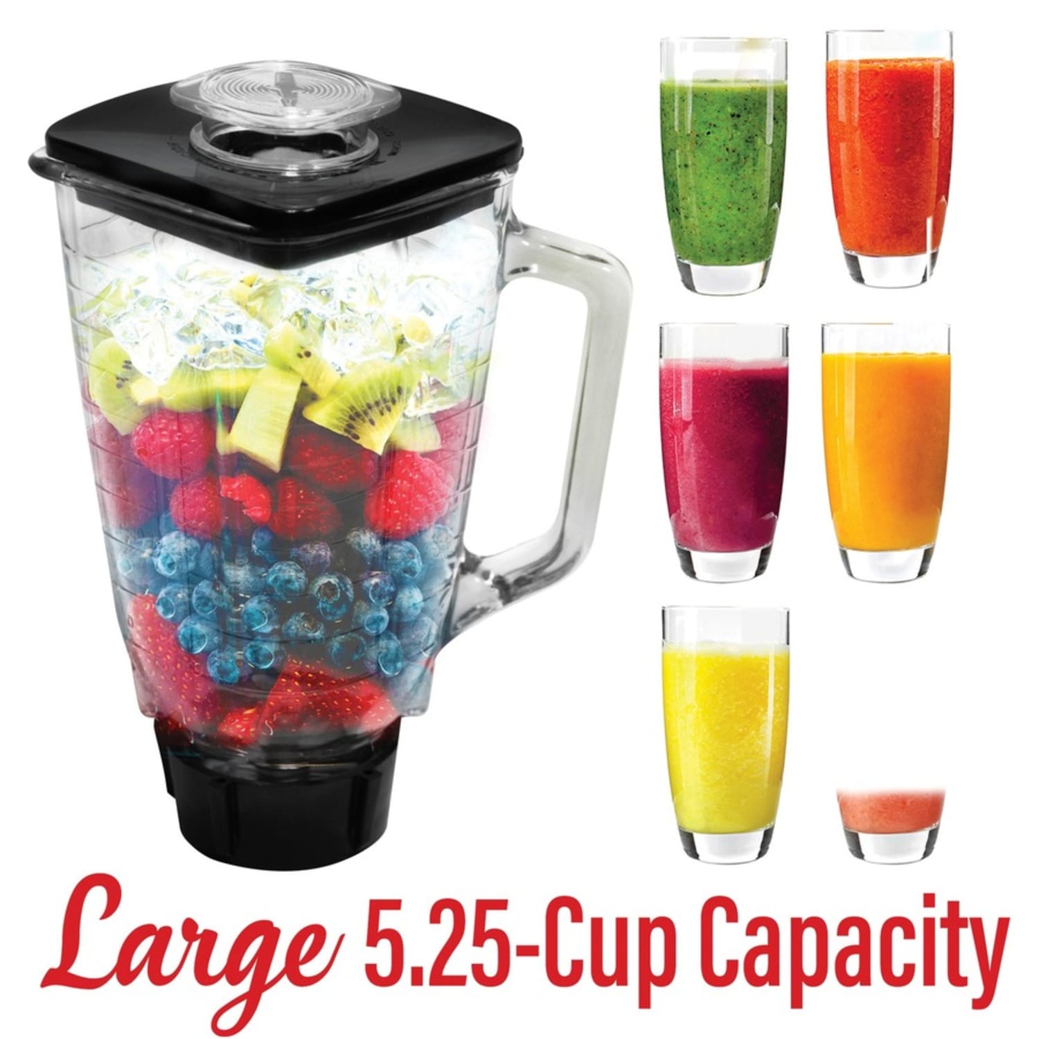 Brentwood 42 Oz Blender Glass Jar 6-Piece Replacement Set For Oster Blender, Black, P-OST722 - Image 4