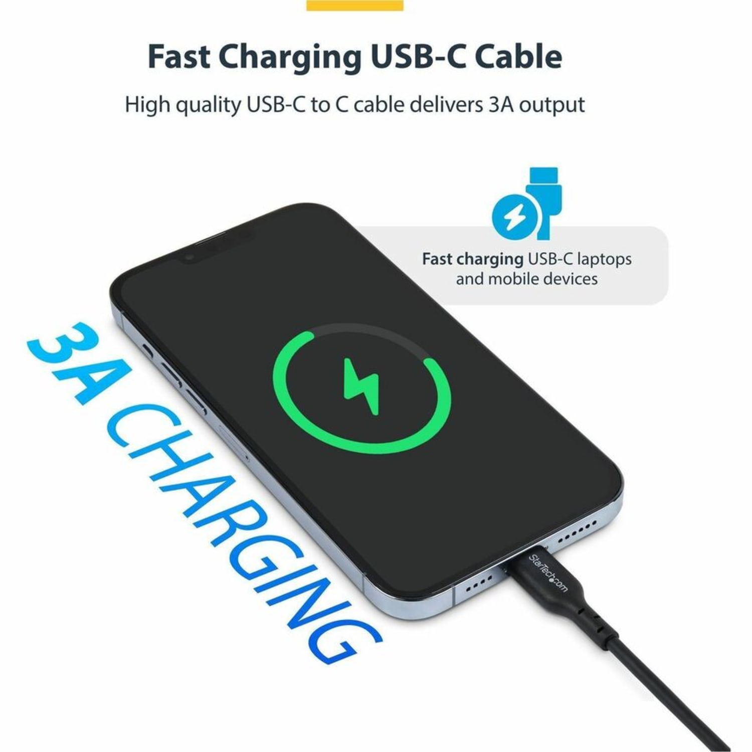 StarTech 3ft (91cm) USB-C Charging Cable, Charge & Sync - Image 4