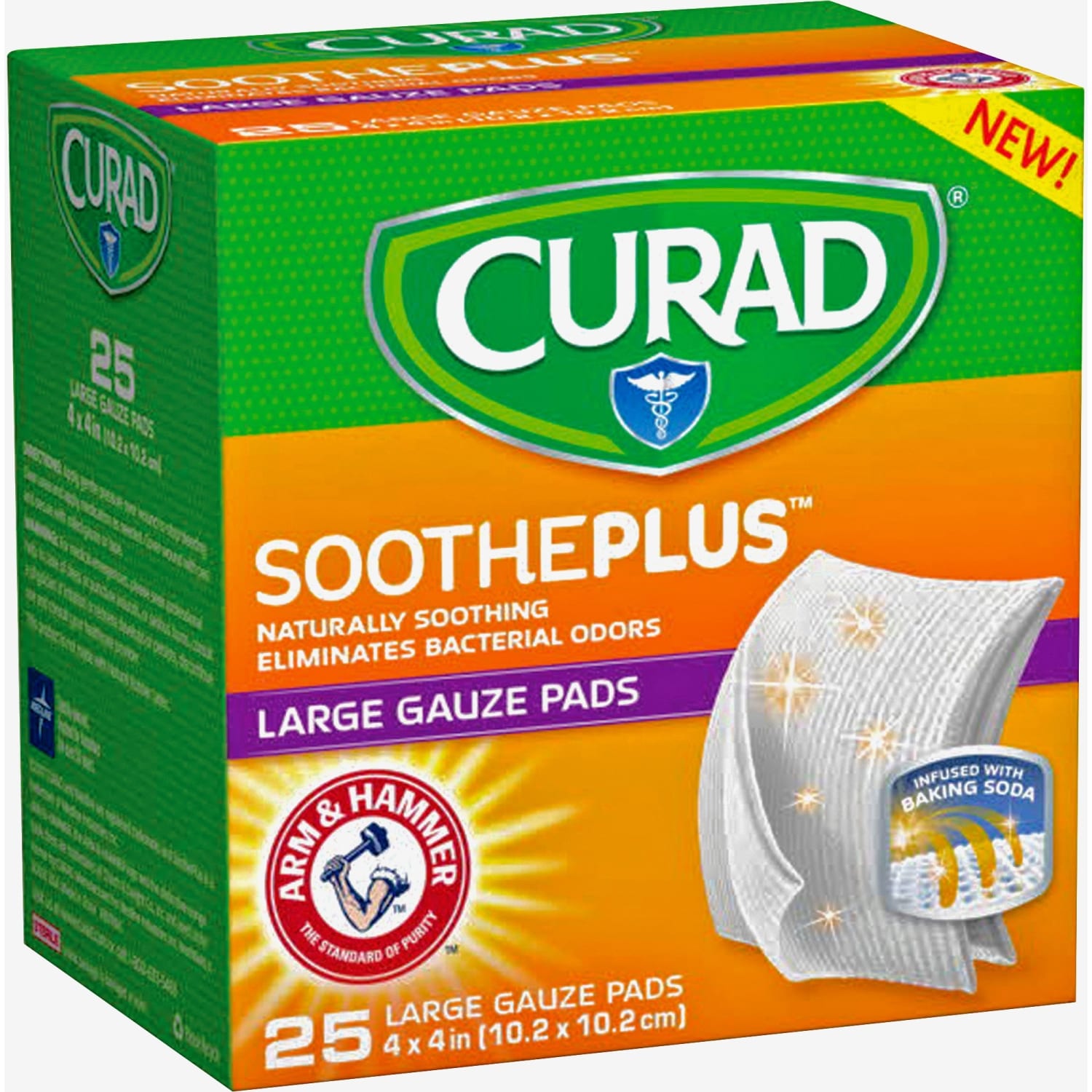 Curad SoothePlus Medium Non-stick Pads - - 4in Width x 4in Length - White - 1 Box