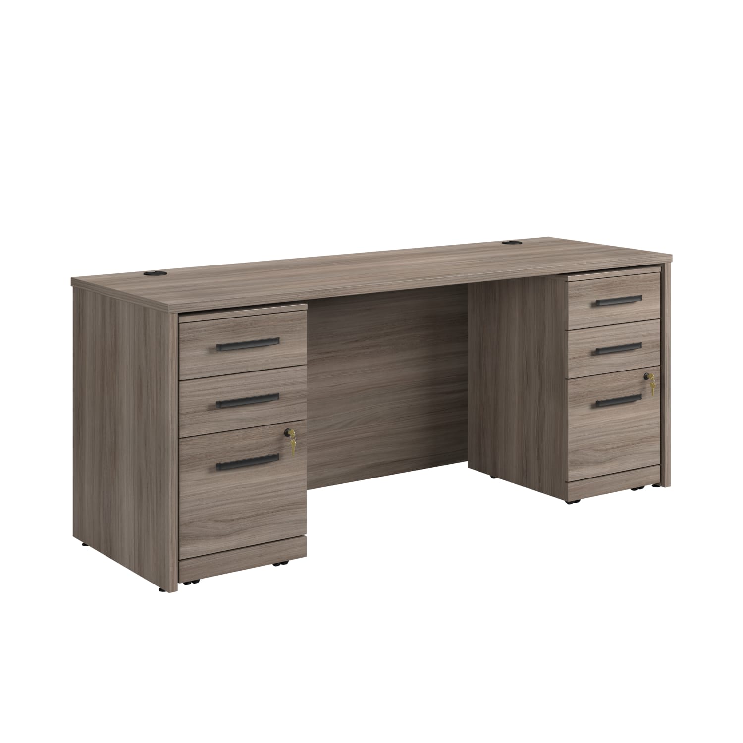 Sauder Affirm Commercial 72inW Desk With Two 3-Drawer Pedestal Filing Cabinets, Hudson Elm - Image 3
