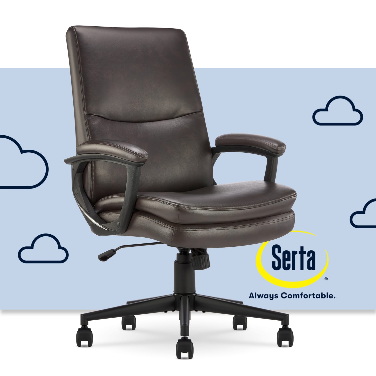 Serta Comfort Modern Ergonomic Bonded Leather HighBack Executive Office Chair Brown PopularChairscom Serta Comfort Modern Ergonomic Bonded Leather High Back Executive Office Chair Brown PopularChairscom