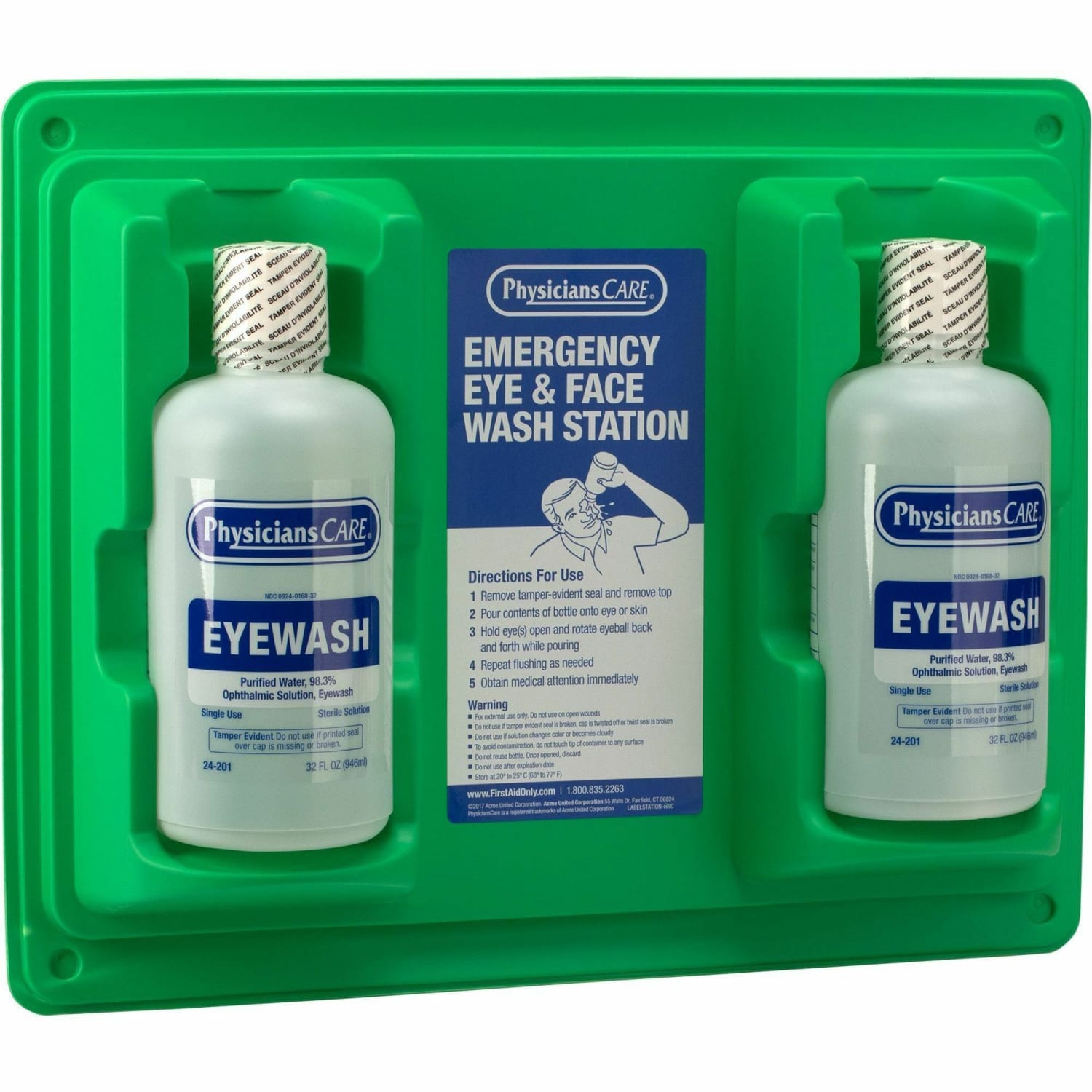 First Aid Only Twin-Bottle Eyewash Station - 1 quart - Clear - Image 3