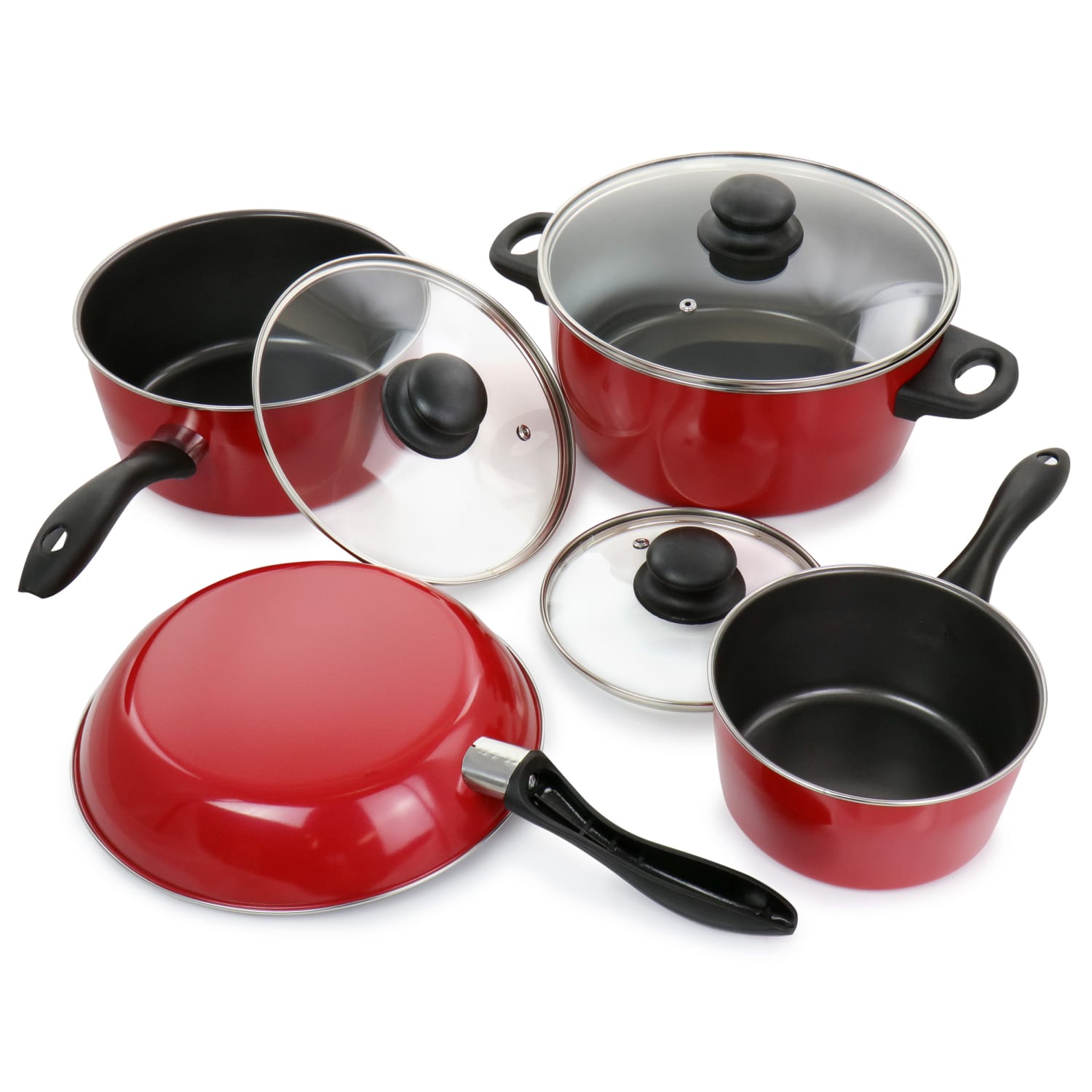 Gibson Home Armada 7-Piece Carbon Steel Non-Stick Cookware Set, Red - Image 6