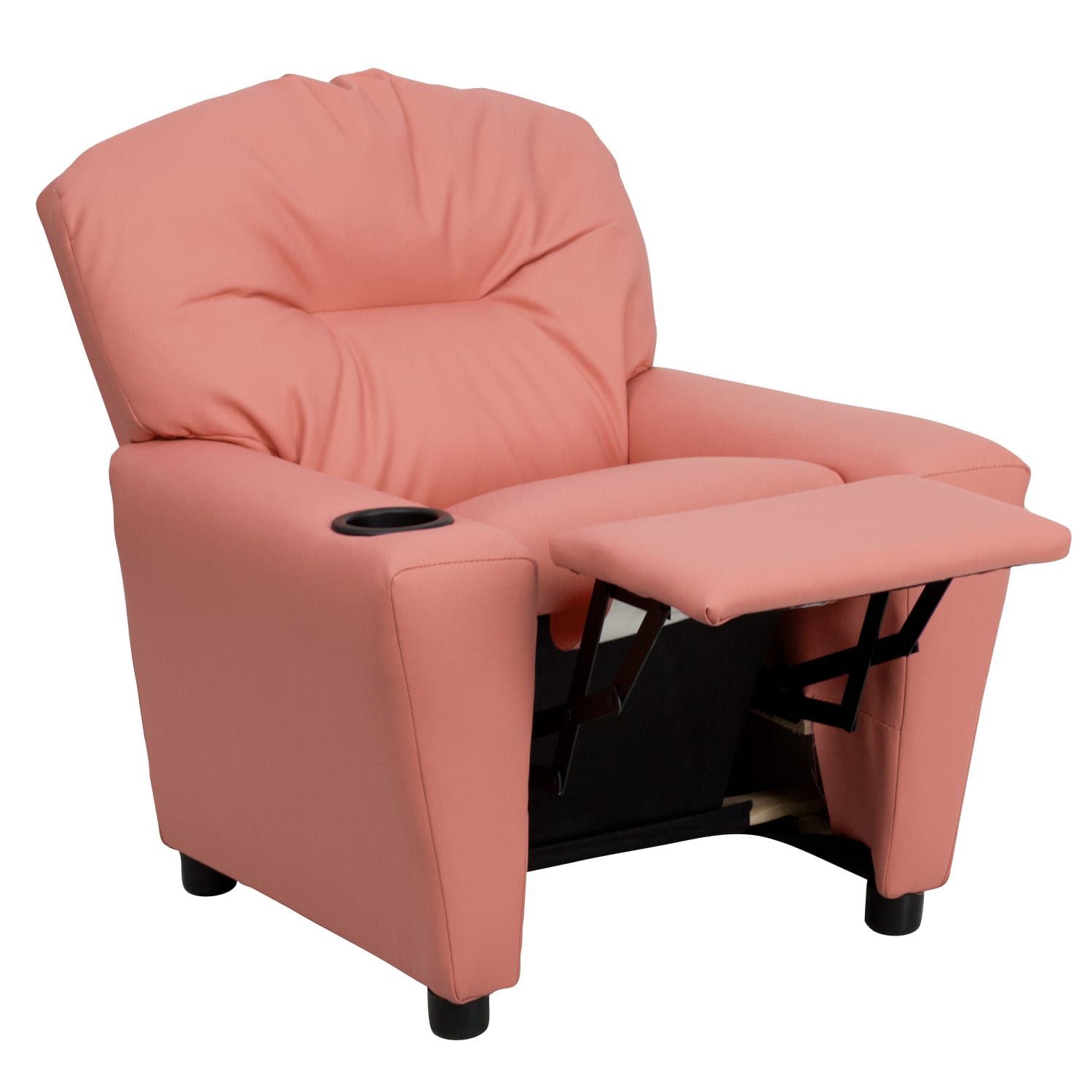 Flash Furniture Contemporary Kids Vinyl Recliner Accent Chair With Cup Holder Pink PopularChairscom