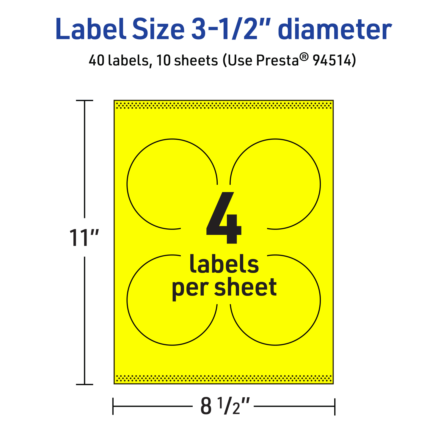 Avery Print-To-The-Edge Labels With Sure Feed Technology, 94514-NYP10, Round, 3-1/2in, Matte Neon Yellow, Pack of 40 - Image 6