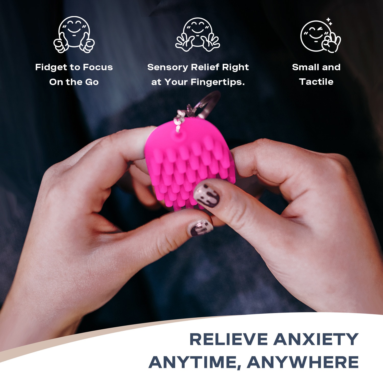 Hedgehog Fidget Keychain, Pink - Image 5