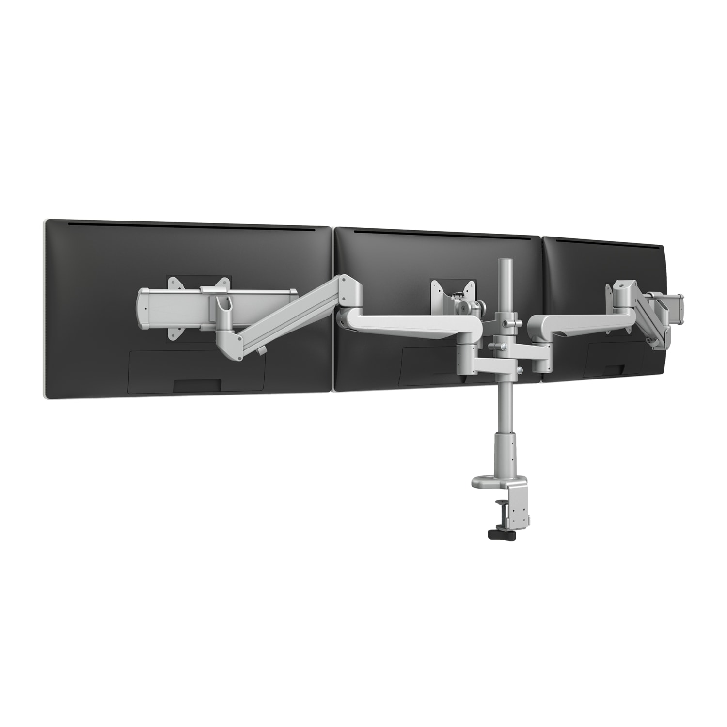 Fellowes Evolve3 FMS Triple Fixed Motion Slider Monitor Arm, Holds Up To 32.9in Wide Monitors, 15.4 Lb Capacity, Silver