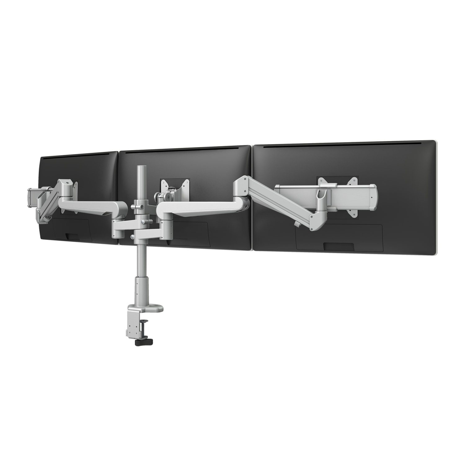 Fellowes Evolve3 FMS Triple Fixed Motion Slider Monitor Arm, Holds Up To 32.9in Wide Monitors, 15.4 Lb Capacity, Silver - Image 3