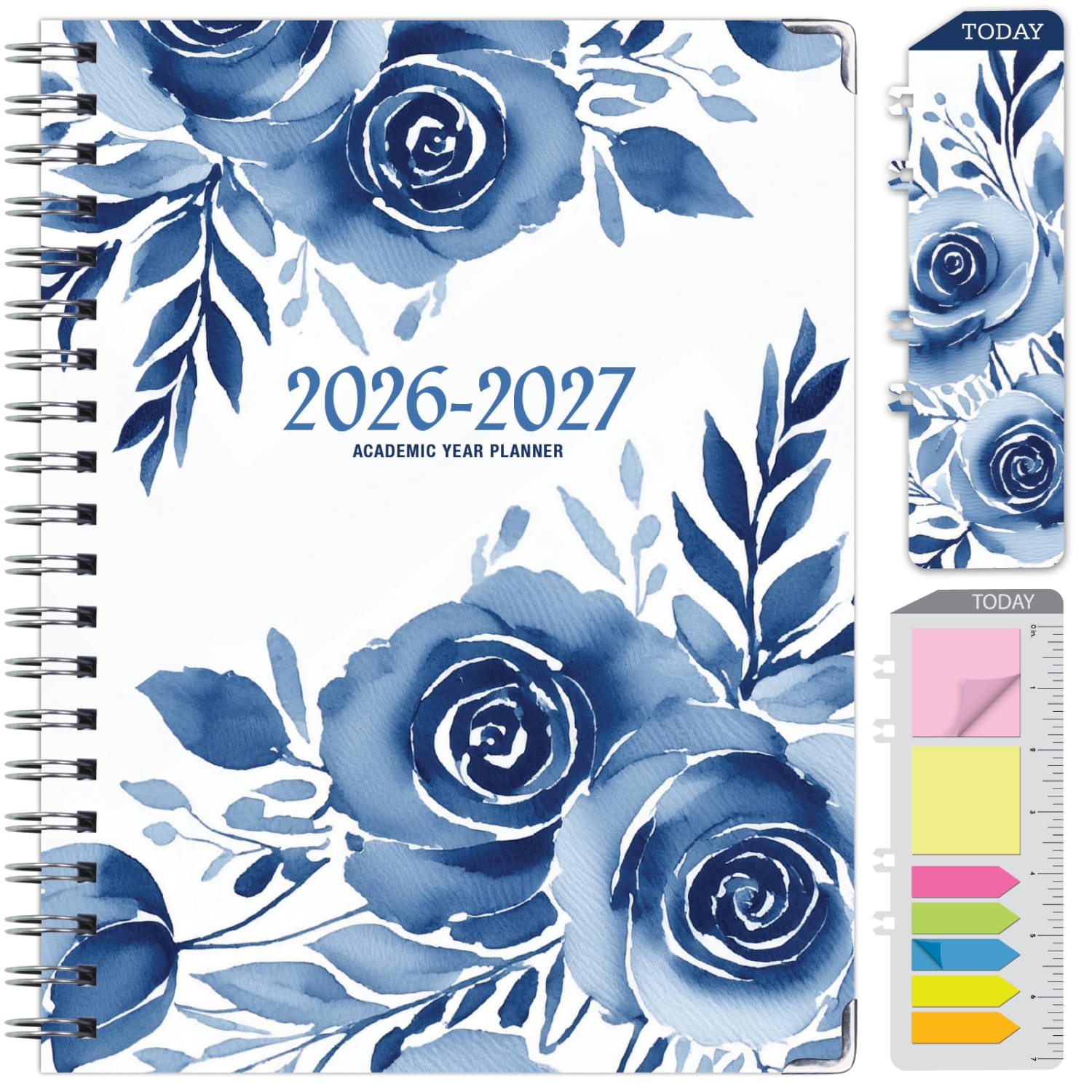 2026-2027 Excello Brands 14-Month Academic Year Hardcover Weekly/Monthly Fashion Planner, 8-1/2in x 11in, Blue Bloom, May To June, Total Qty 1 - Image 3