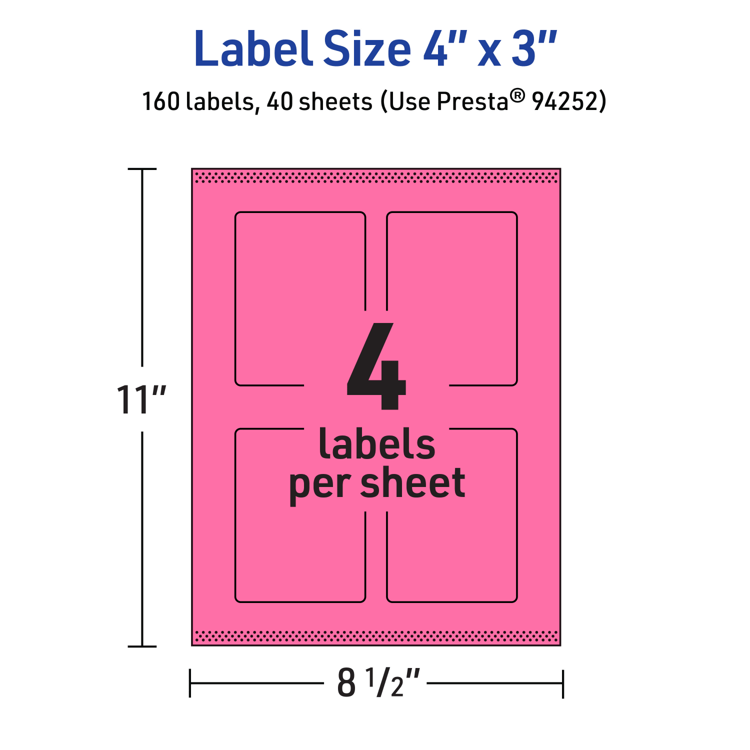 Avery Print-To-The-Edge Labels With Sure Feed Technology, 94252-BPP40, Rectangle, 4in x 3in, Matte Bright Pink, Pack of 160 - Image 6