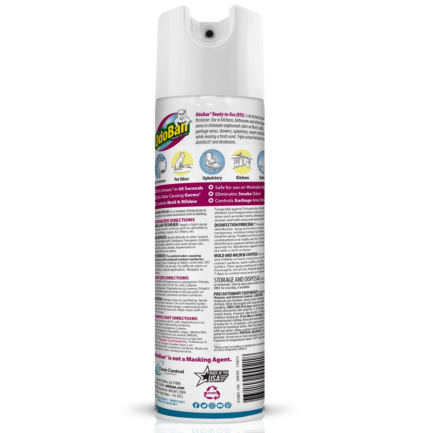 OdoBan Odor Eliminator Disinfectant 360 deg. Spray, Cotton Breeze Scent, 14.6 Oz - Image 4