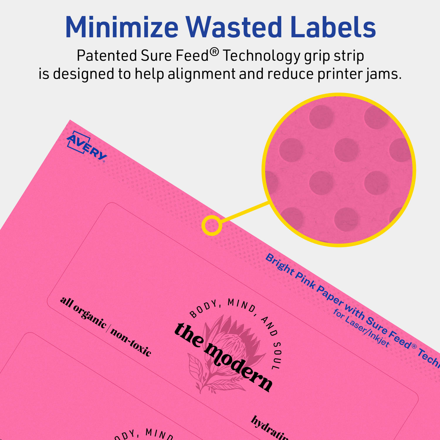 Avery Print-To-The-Edge Labels With Sure Feed Technology And Easy Peel, 94242-BPP10, Rectangle, 2in x 6in, Matte Bright Pink, Pack of 40 - Image 5