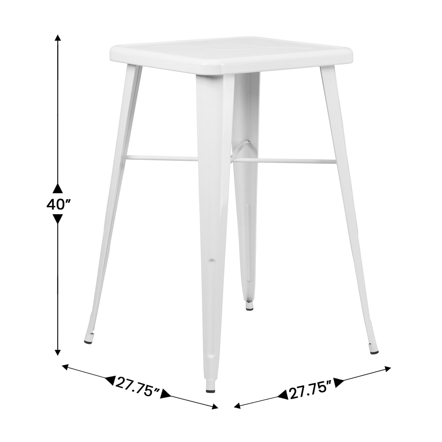 Flash Furniture Commercial Grade 23.75in Square Metal Indoor-Outdoor Bar Height Table, White - Image 6