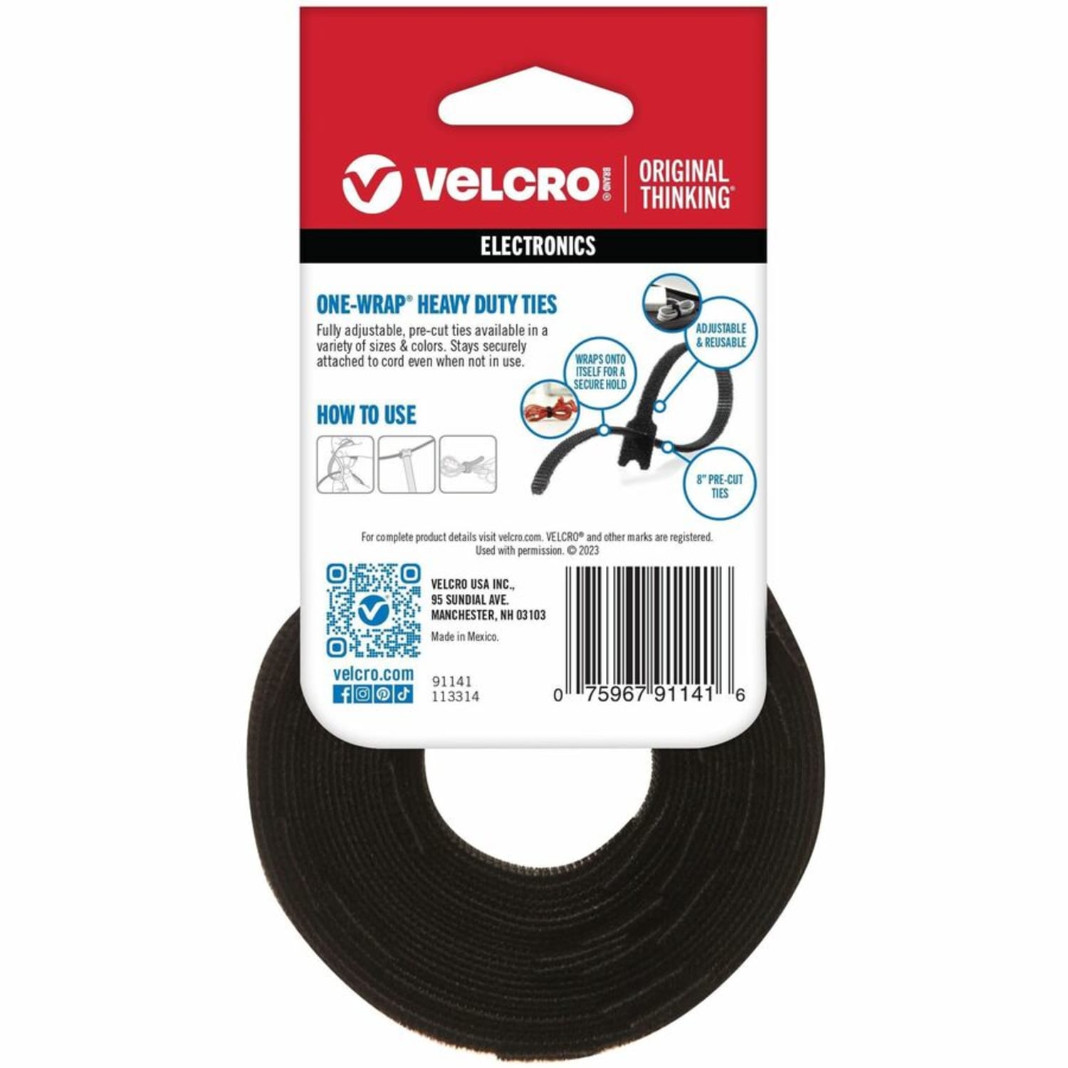 VELCRO Brand VELCRO Brand Reusable Self-Gripping Cable Ties - Tie - Black - 25 Pack - Image 4