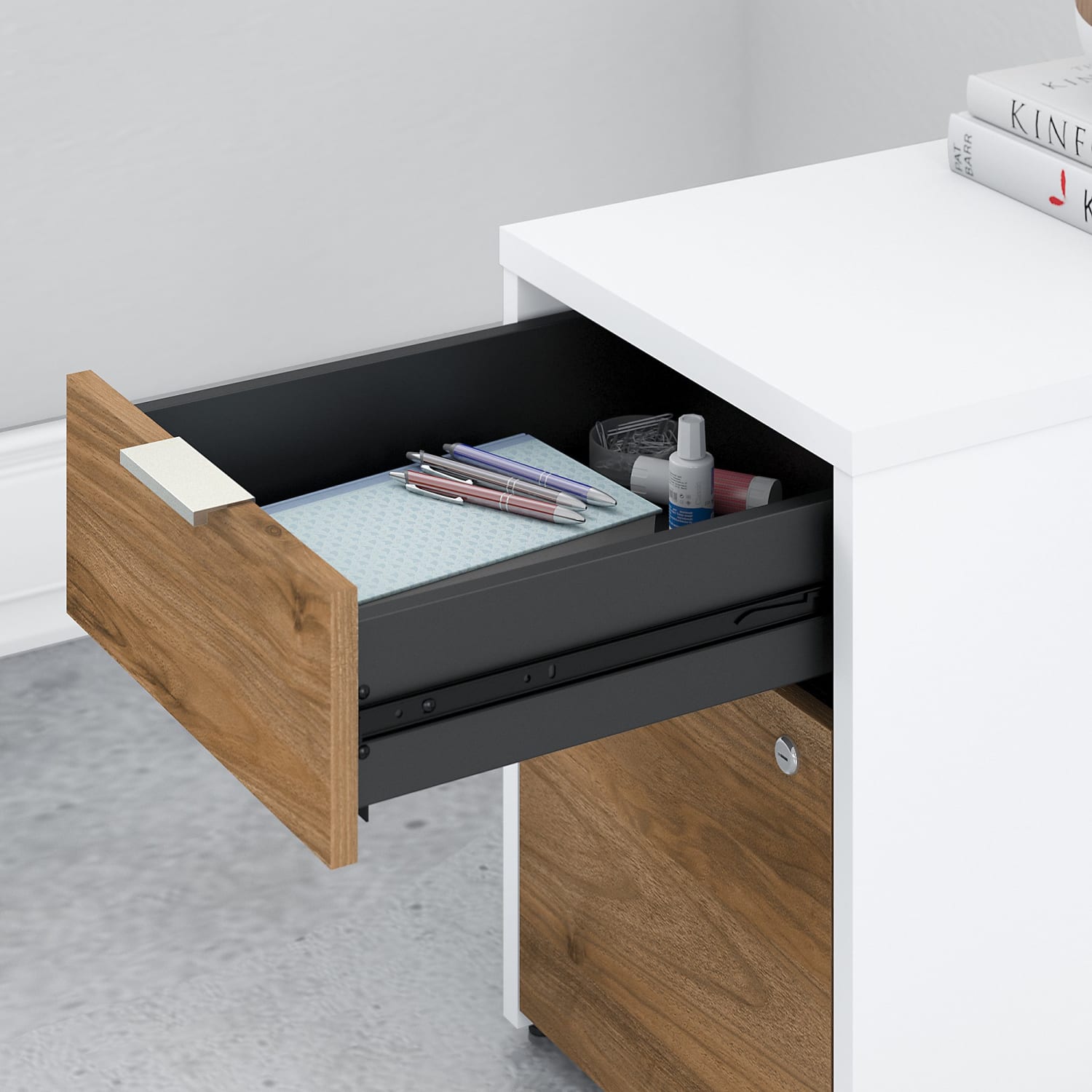 Bush Business Furniture Jamestown 60inW L-Shaped Corner Desk With Drawers, Fresh Walnut/White, Standard Delivery - Image 5