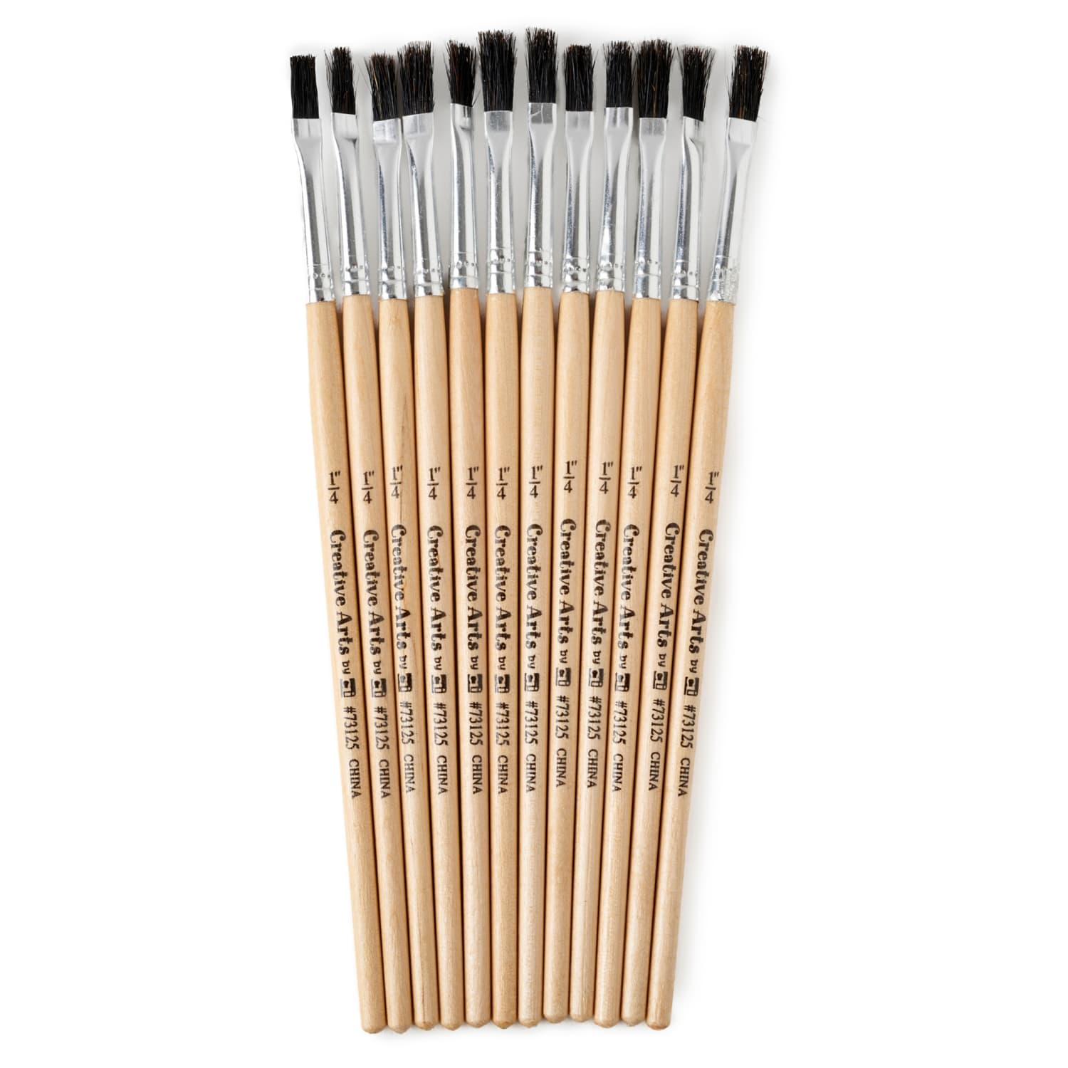 Charles Leonard Flat Tip Paint Brushes, 1/4in Natural Bristle, Short Handle, 12 Per Pack, Set Of 6 Packs - Image 3