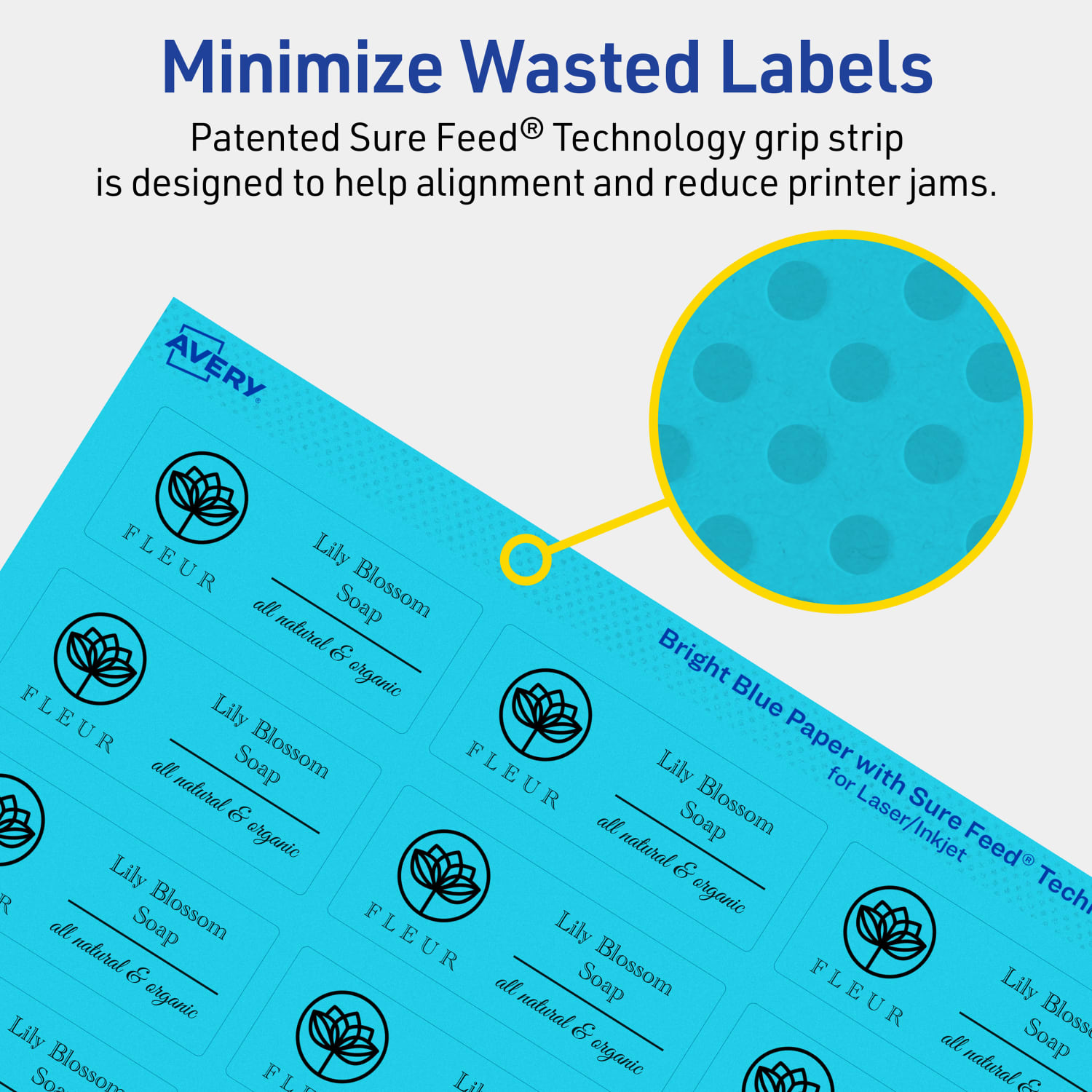 Avery Printable Labels With Sure Feed Technology, 94221-BBP40, Rectangle, 1in x 2-1/2in, Matte Bright Blue, Pack of 960 - Image 5