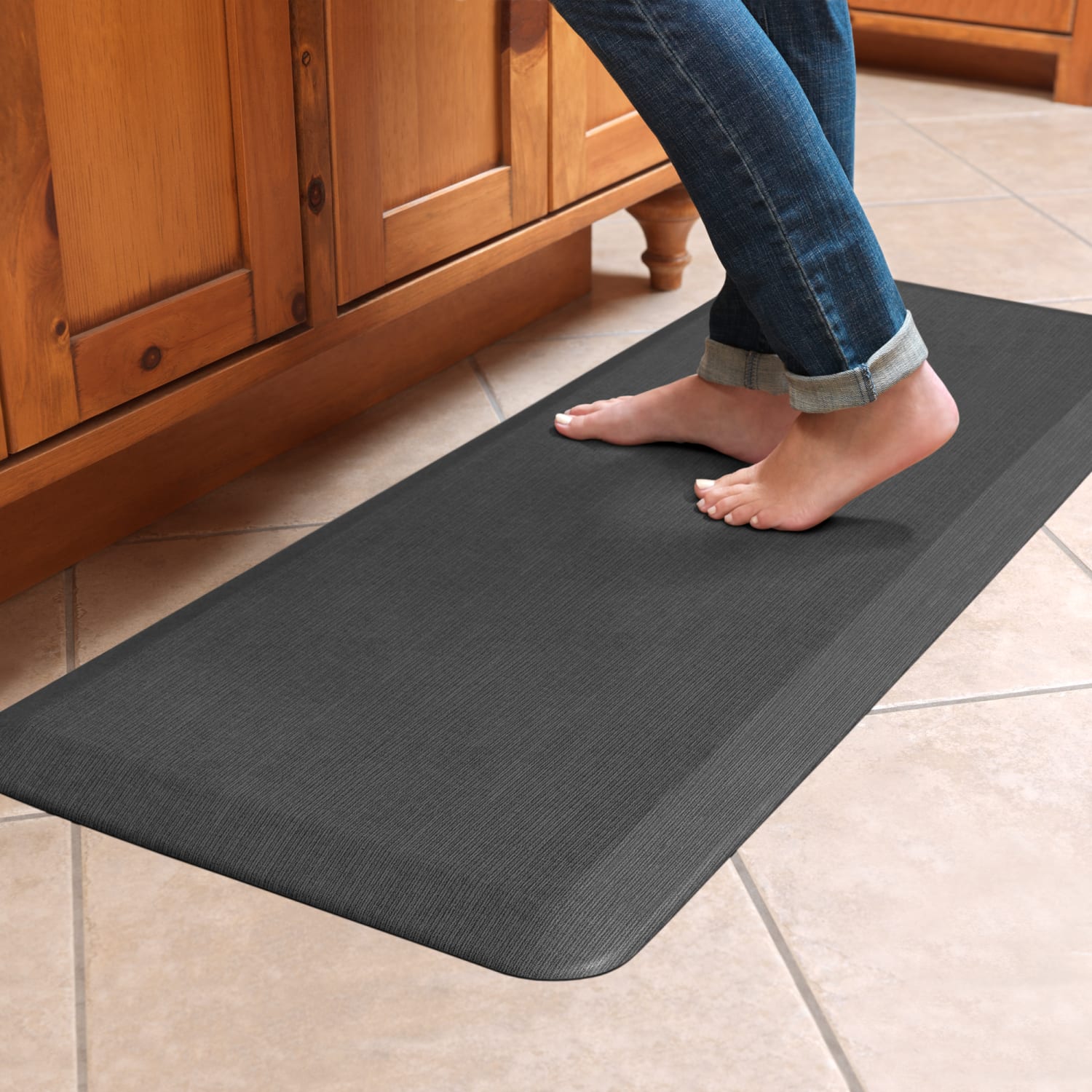 GelPro NewLife Designer Comfort Grasscloth Anti-Fatigue Floor Mat, 20in x 48in, Charcoal - Image 3