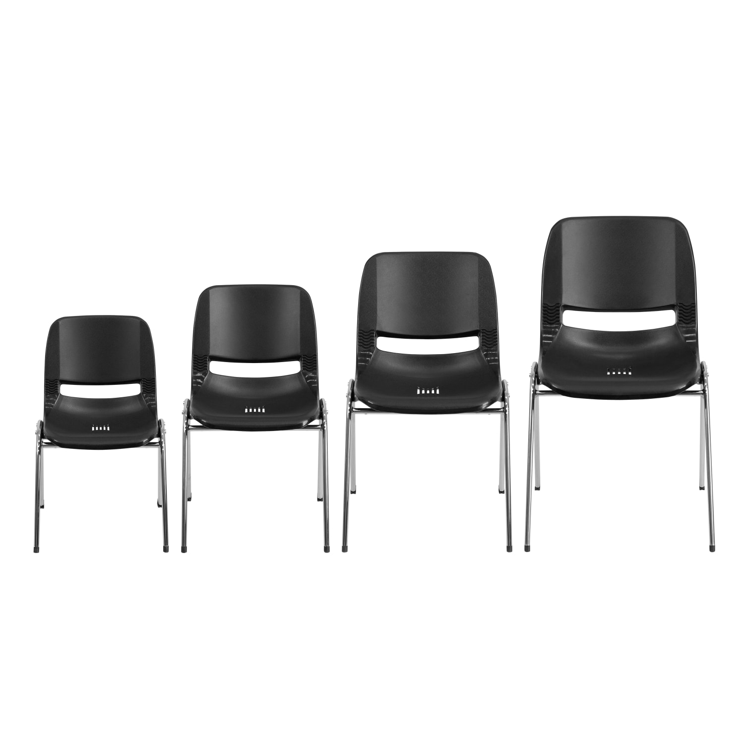 Flash Furniture HERCULES Series 661 lb Capacity Ergonomic Shell Stack Chair 16in Seat Height BlackChrome PopularChairscom