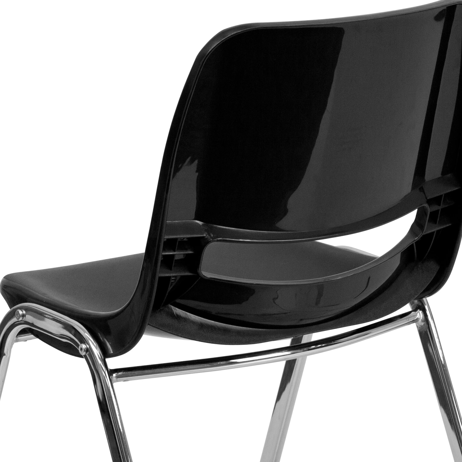 Flash Furniture HERCULES Series 661 lb Capacity Ergonomic Shell Stack Chair 16in Seat Height BlackChrome PopularChairscom