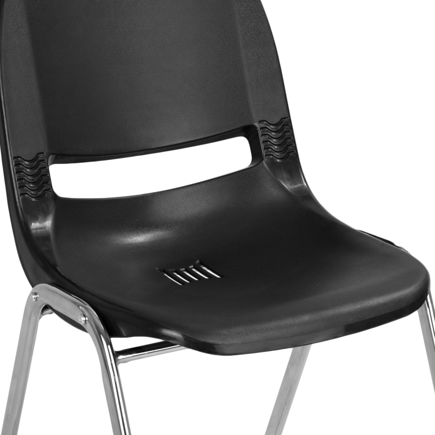 Flash Furniture HERCULES Series 661 lb Capacity Ergonomic Shell Stack Chair 16in Seat Height BlackChrome PopularChairscom