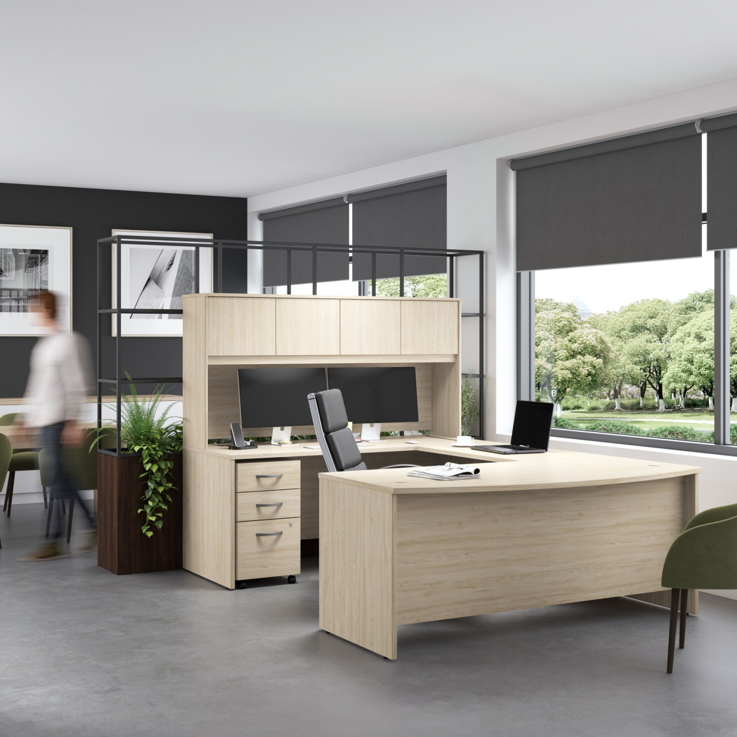 Bush Business Furniture Studio C Tall 73inH 5-Shelf Bookcase With Doors, Natural Elm, Standard Delivery - Image 3