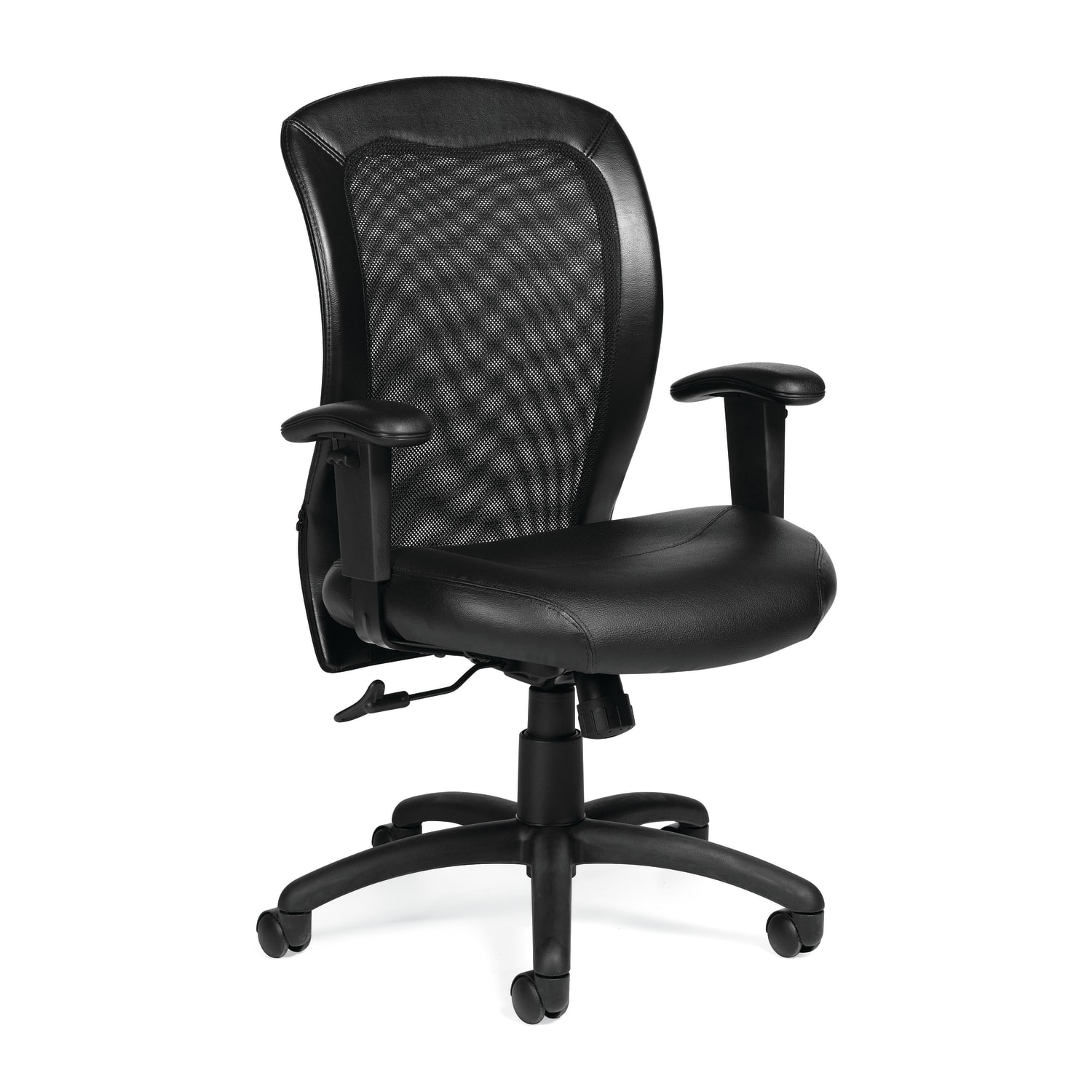 Offices To Go Luxhide Ergonomic Bonded Leather Adjustable Mid Back Chair Black PopularChairscom