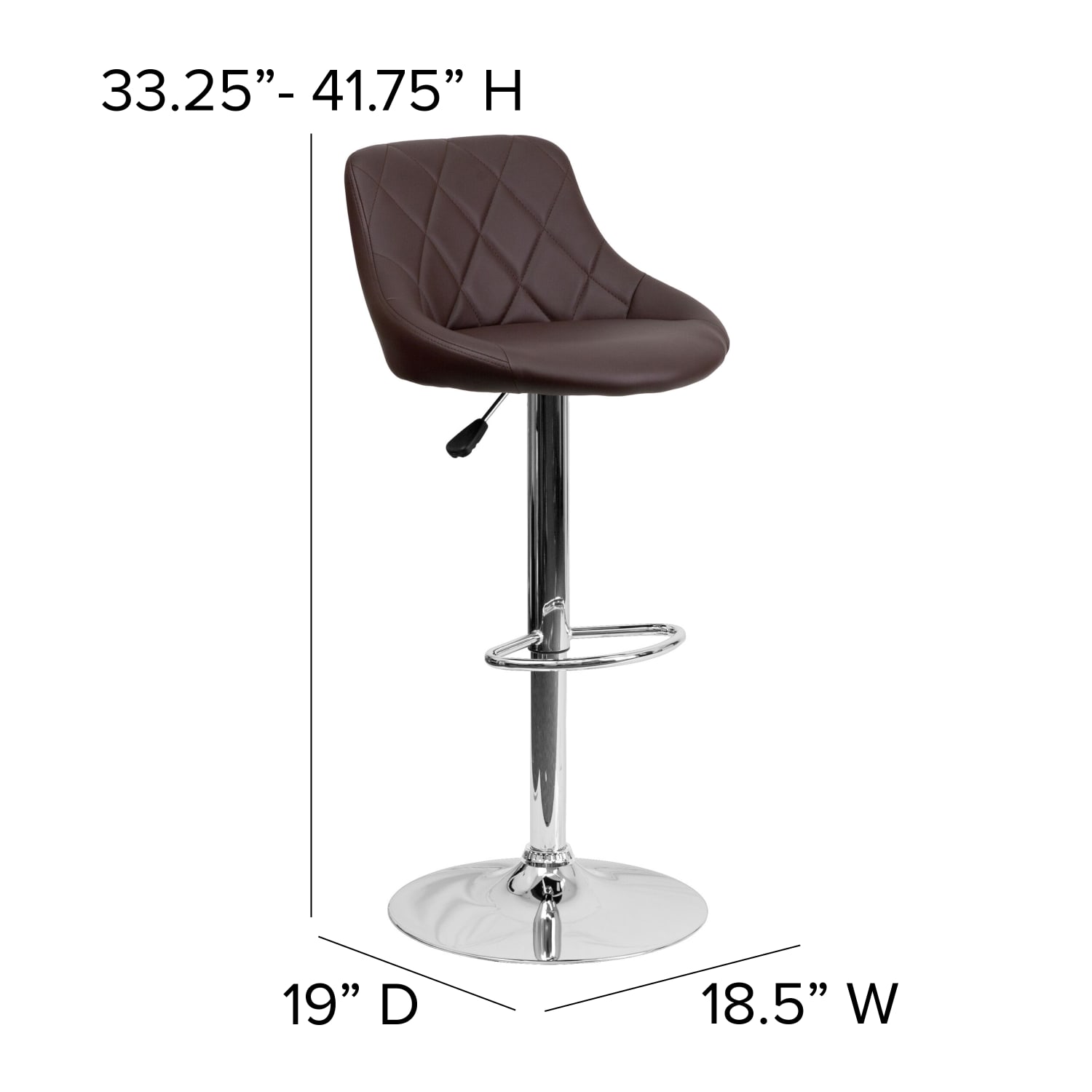Flash Furniture Contemporary Vinyl Bucket Seat Adjustable Height Barstool with Diamond Pattern Back and Chrome Base Brown PopularChairscom Flash Furniture Contemporary Vinyl Bucket Seat Adjustable Height Barstool with Diamond Pattern Back and Chrome Base Brown PopularChairscom