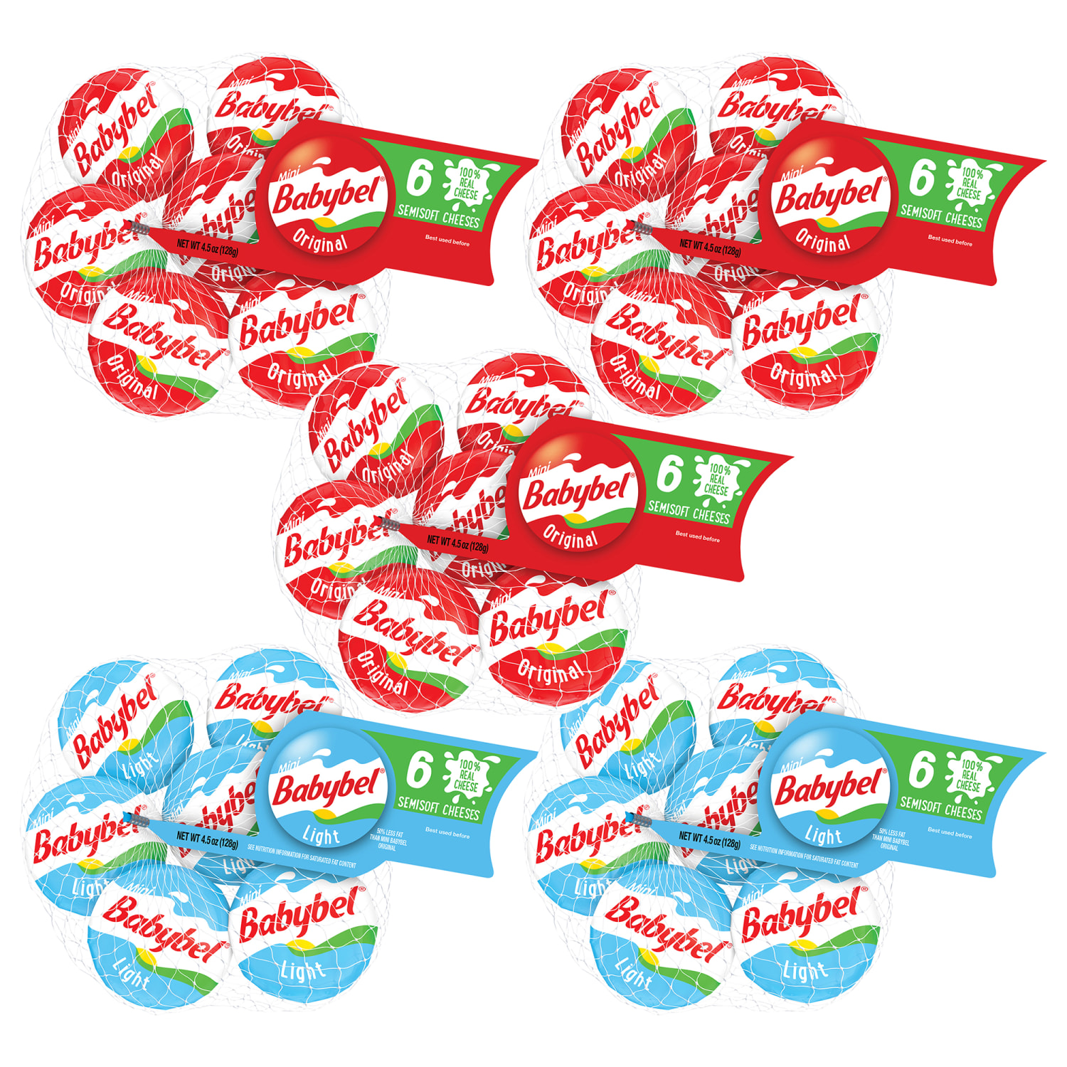 Babybel Mini Variety Cheese Wheels, 1 Oz, 6 Wheels Per Pack, Case Of 5 Packs