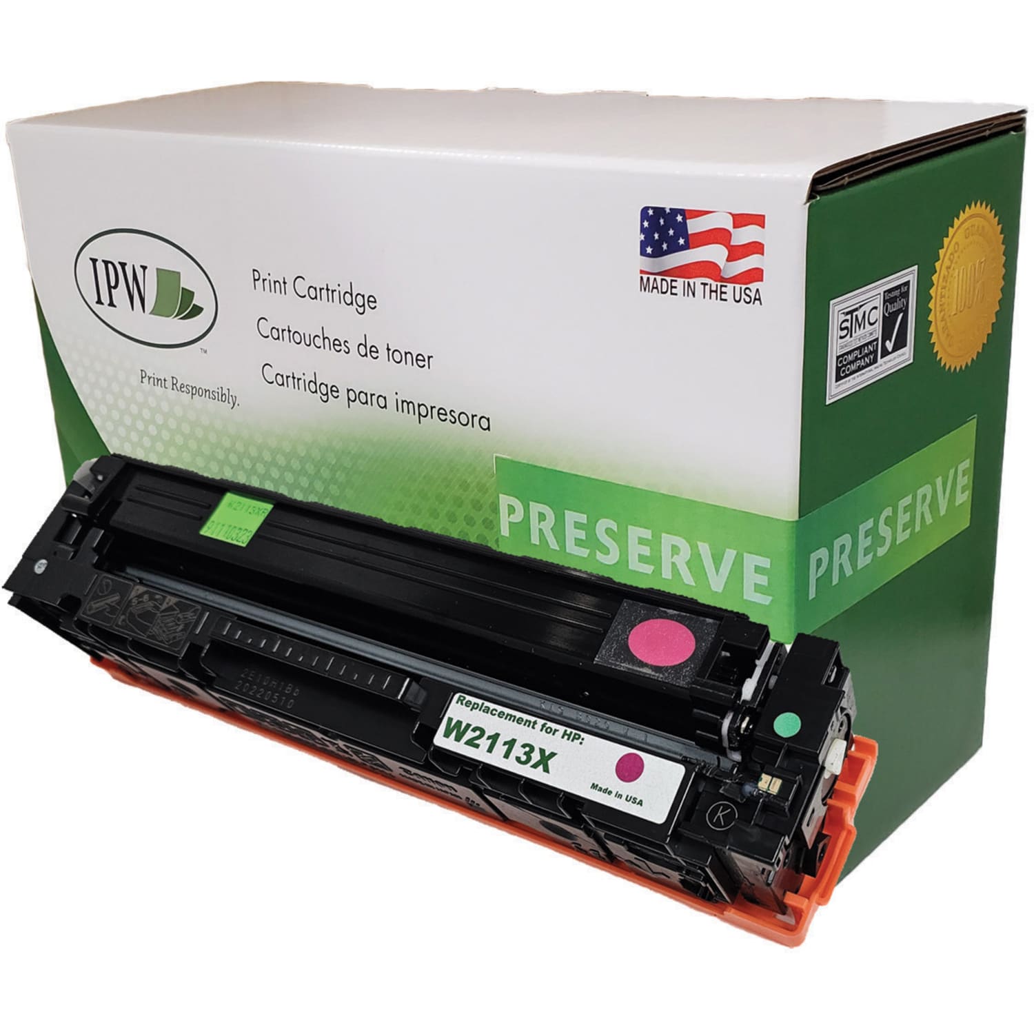 IPW Preserve Remanufactured Magenta High Yield Replacement Toner Cartridge For HP W2113X, W2113XR-ODP