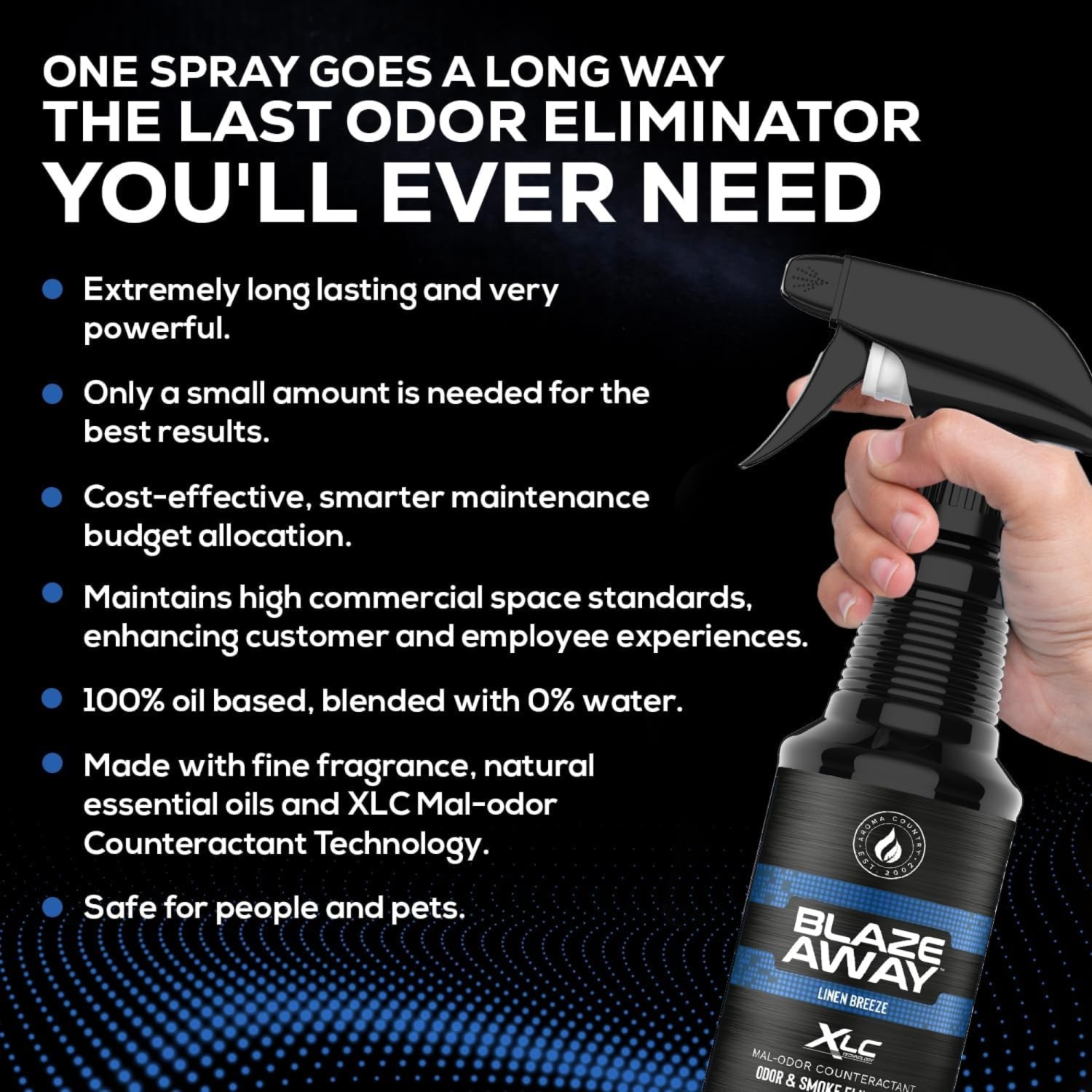 Blaze Away XLC Industrial-Grade Odor Eliminator Spray, Linen Breeze Scent, 16 Oz, Total Qty 6 - Image 5