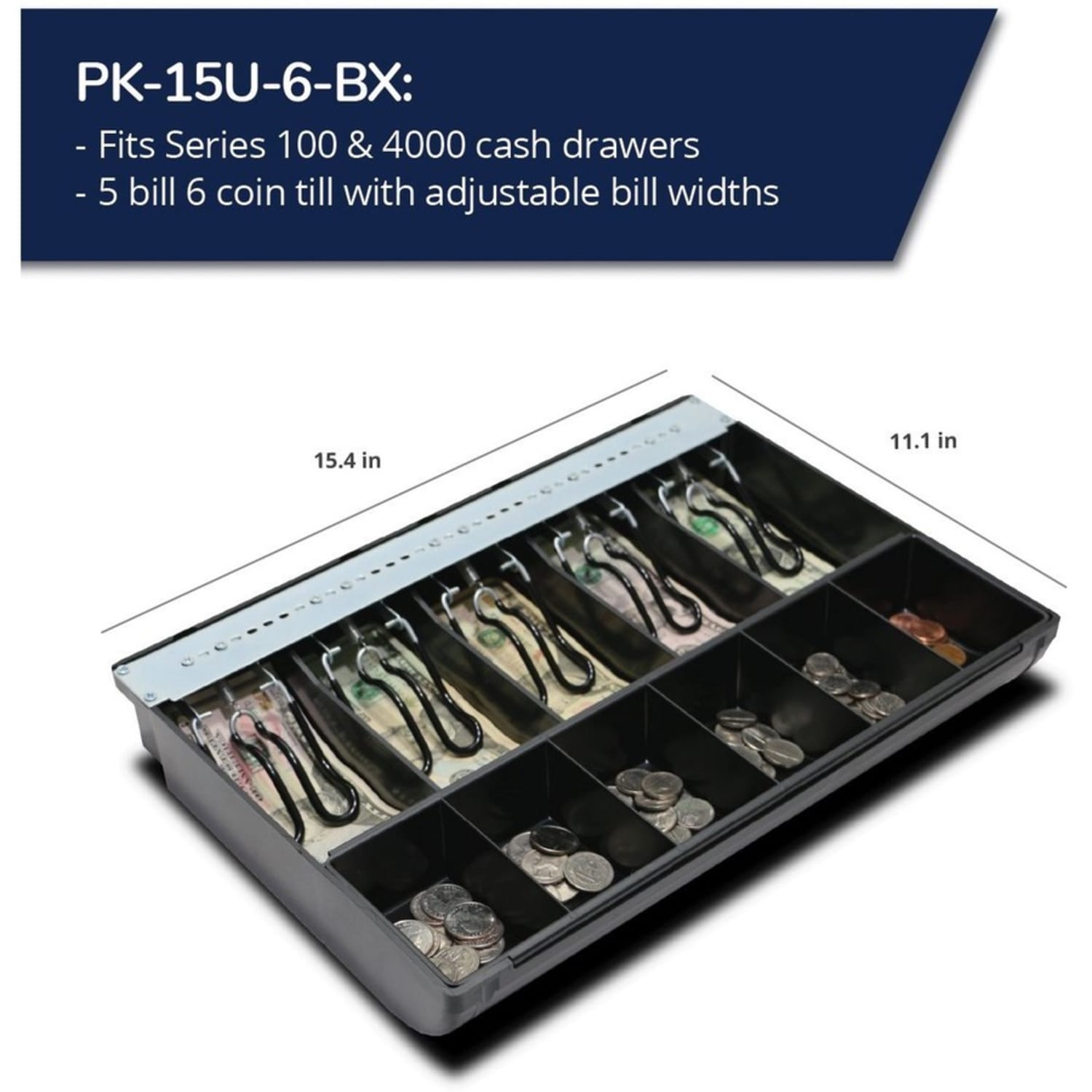 APG Cash Drawer PK-15U-6-BX Universal Cash Tray - Image 3