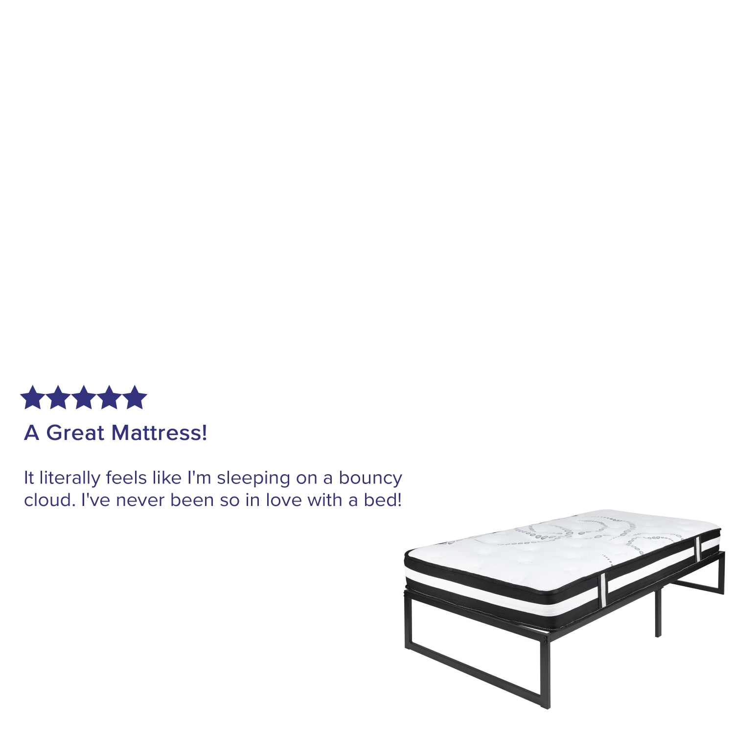 Flash Furniture 14in Metal Platform Bed Frame With 12in Pocket Spring Mattress, Twin, Black - Image 4
