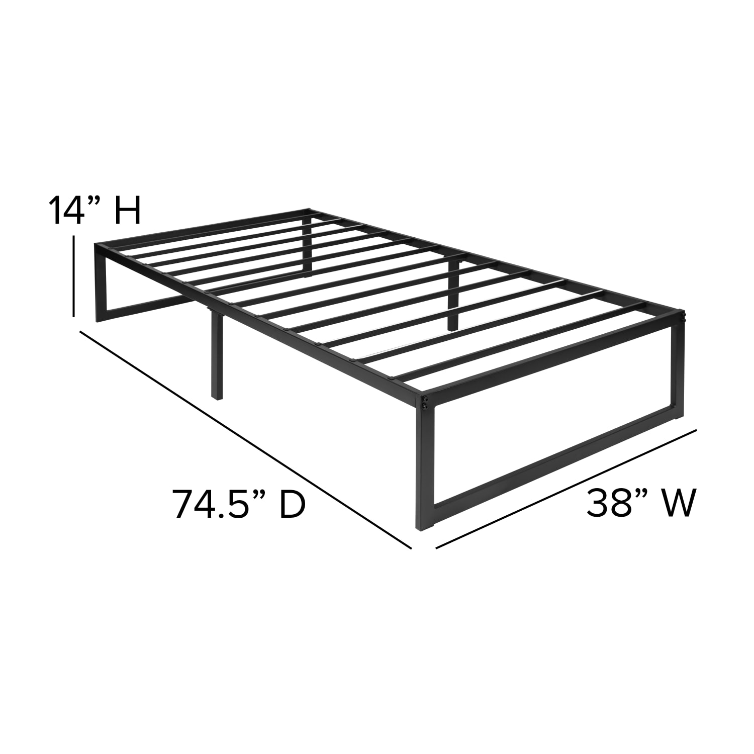 Flash Furniture 14in Metal Platform Bed Frame With 12in Pocket Spring Mattress, Twin, Black - Image 6