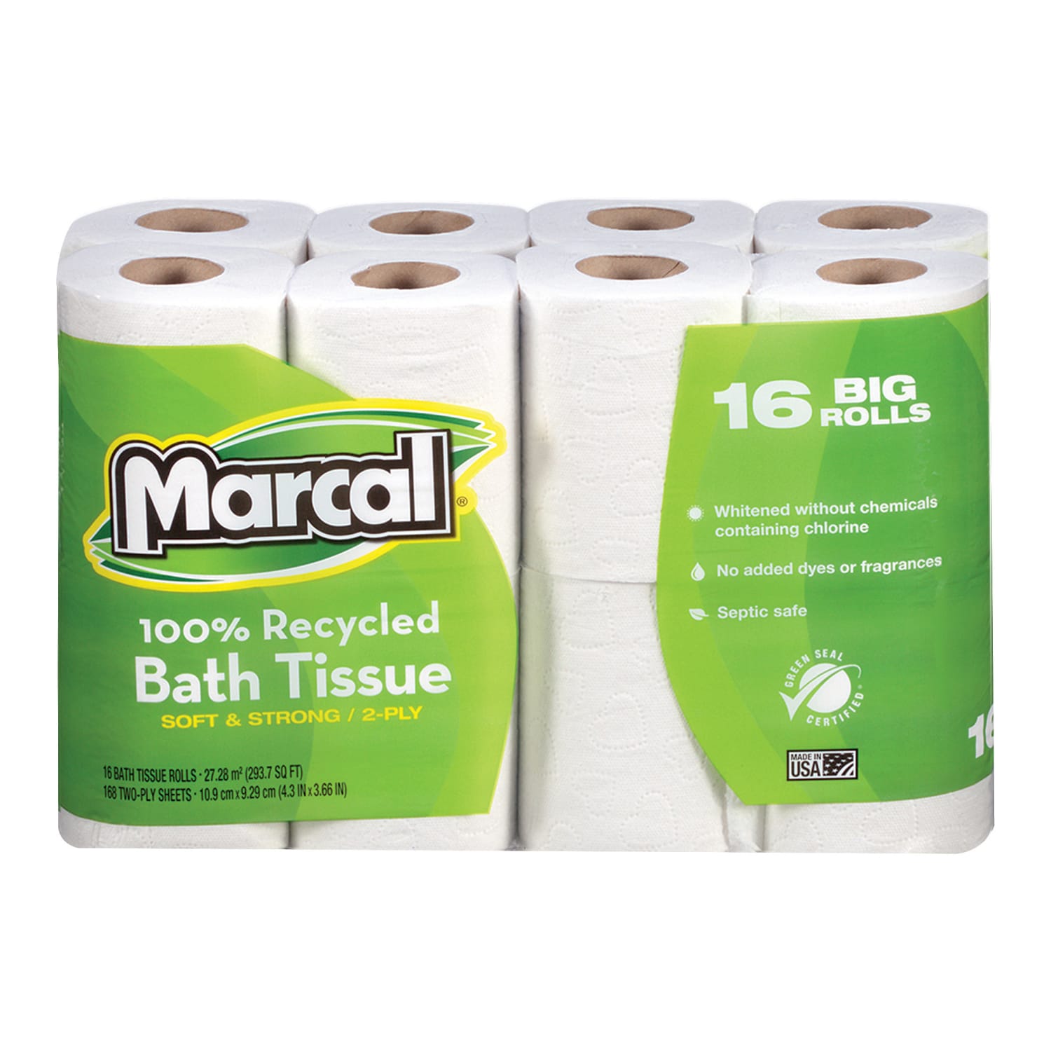 Marcal Small Steps 2-Ply Toilet Paper, 100% Recycled, 168 Sheets Per Roll, Pack Of 16 Rolls - Image 4