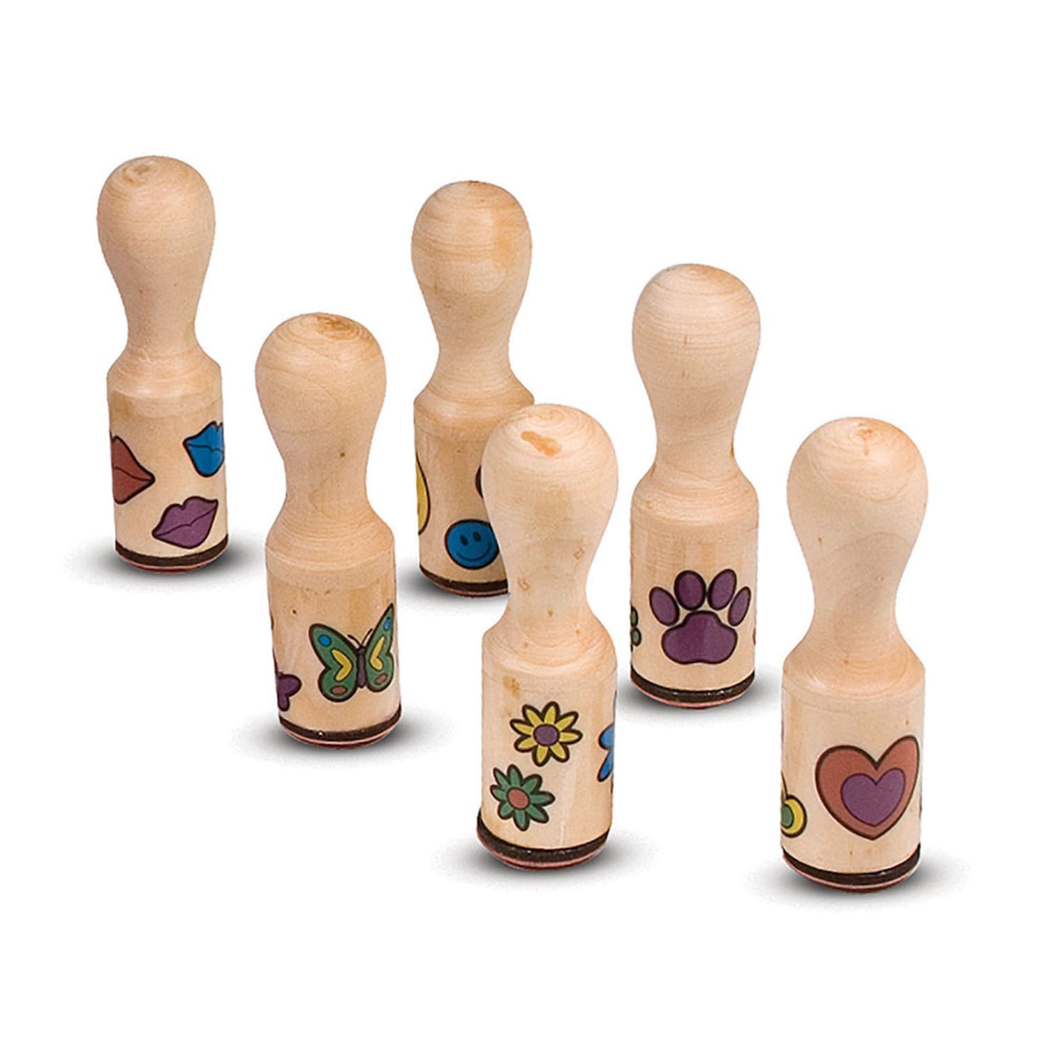 Melissa & Doug Happy Handle Wooden Stamp Set, 6 Stamps & Stamp Pad Per Pack, Set Of 2 Packs - Image 3