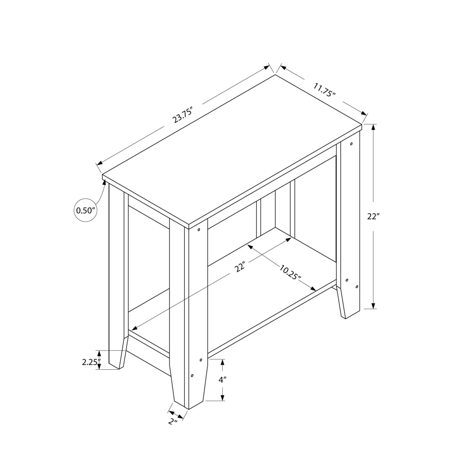 Monarch Specialties Stella Accent Table, 22inH x 23-3/4inW x 11-3/4inD, Cappuccino - Image 6