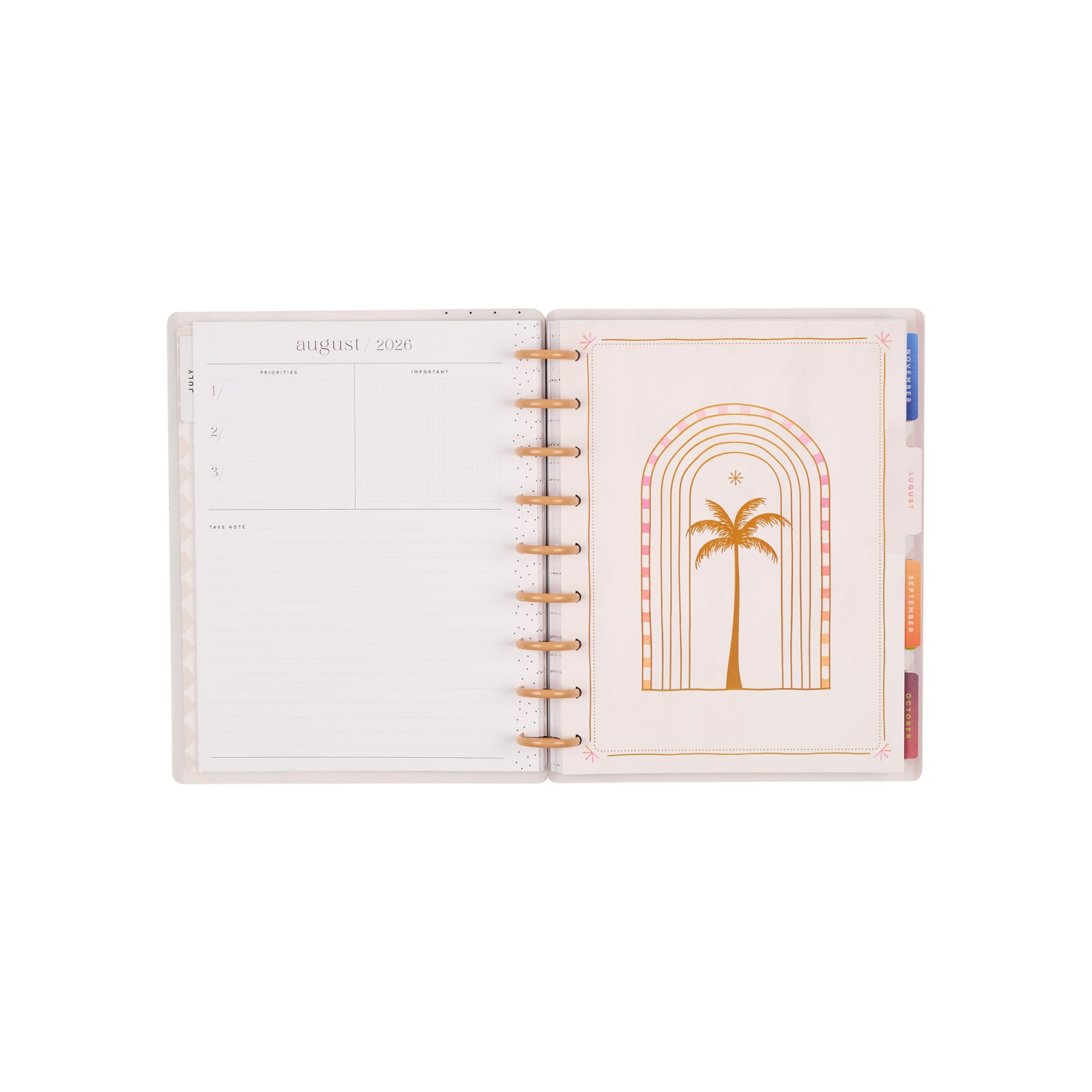 Happy Planner Monthly/Weekly Classic Disc-Bound Academic Planner, 7in x 9-1/4in, Dreamy Palms Ivory, July 2026 to June 2027, Total Quantity 1 - Image 5