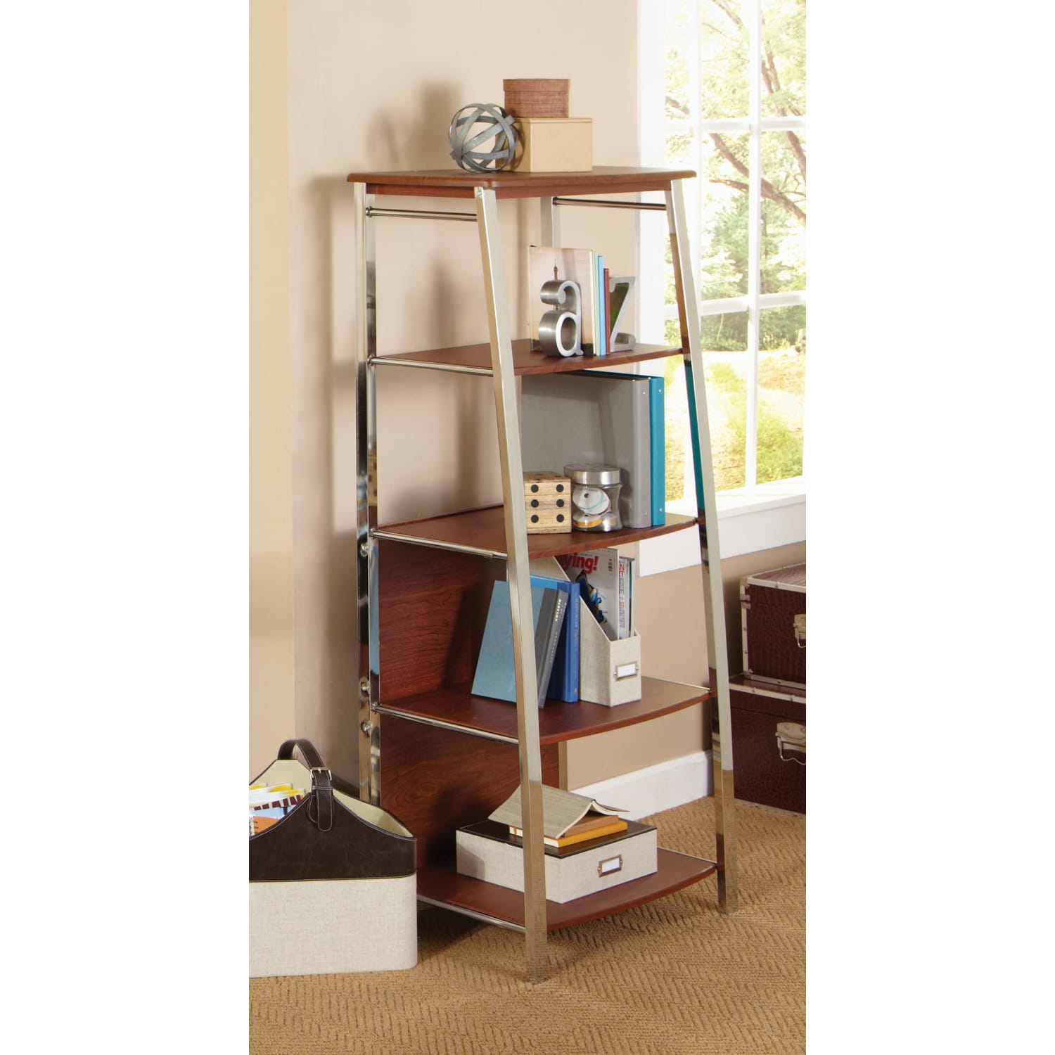 Realspace Mezza 60inH 4-Shelf Contemporary Bookcase, Multicolor/Medium Finish - Image 4