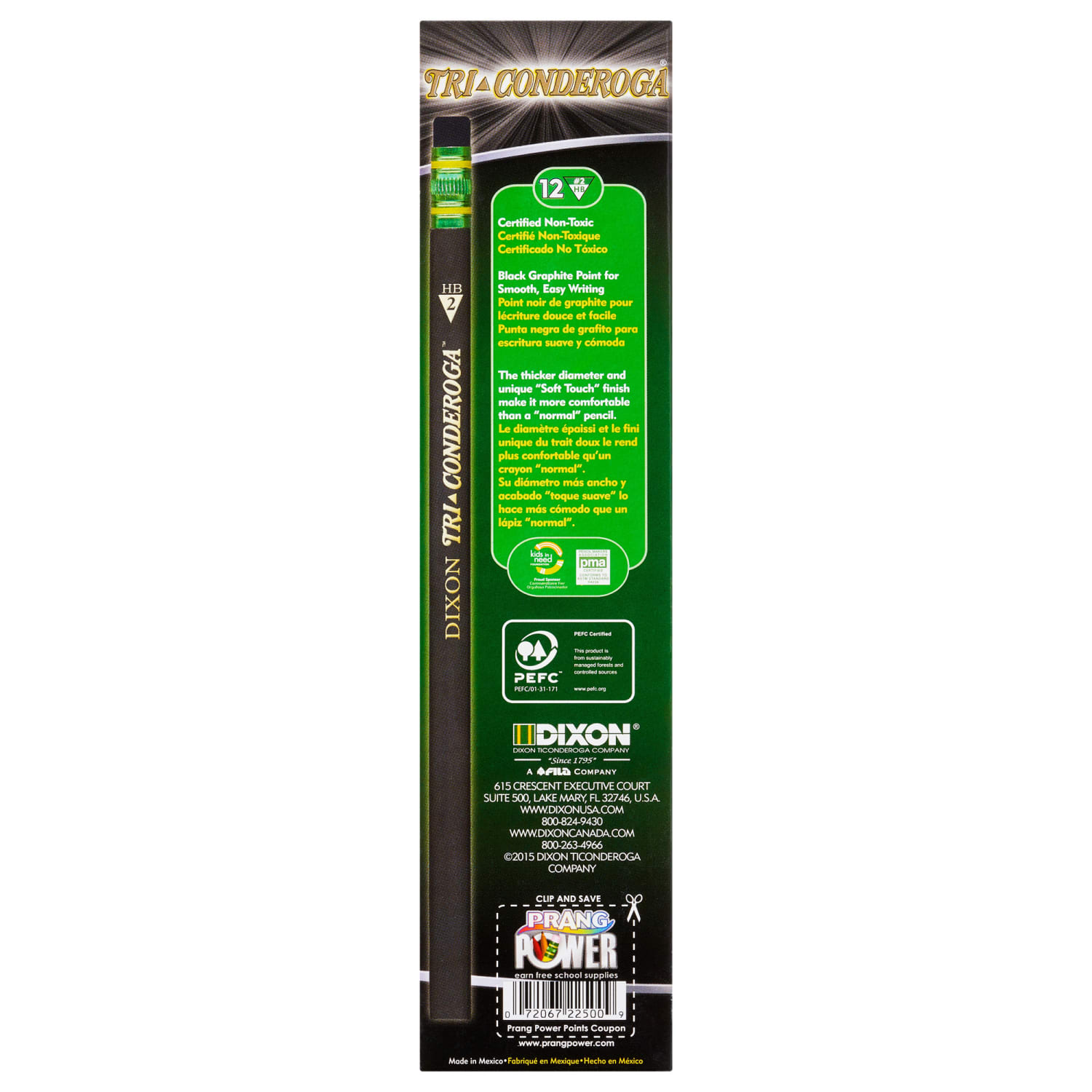 Ticonderoga Tri-Conderoga 3-Sided Pencils With Sharpeners, #2 Soft, Black, 12 Pencils Per Pack, Set Of 2 Packs - Image 5