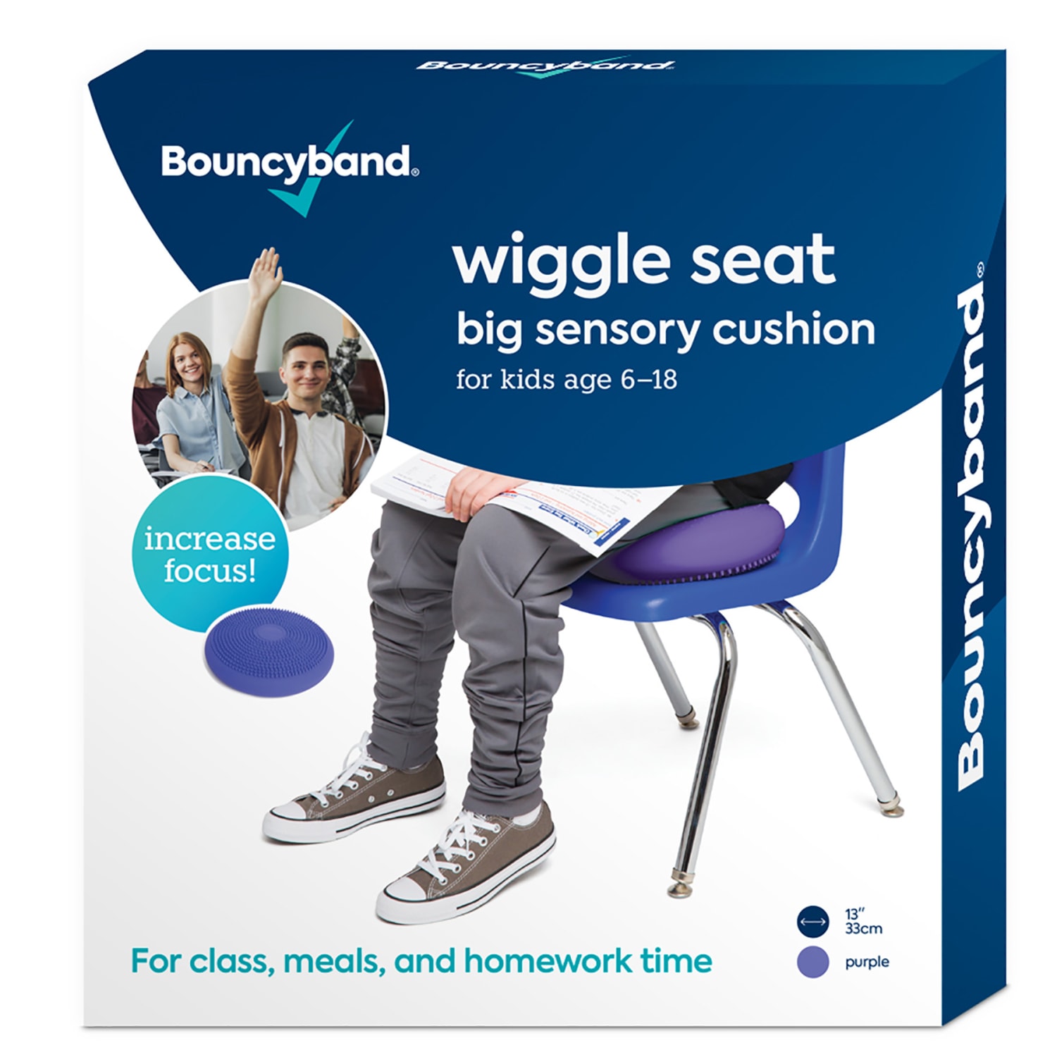 Bouncyband Big Wiggle Seat Sensory Cushion, 13in, Purple
