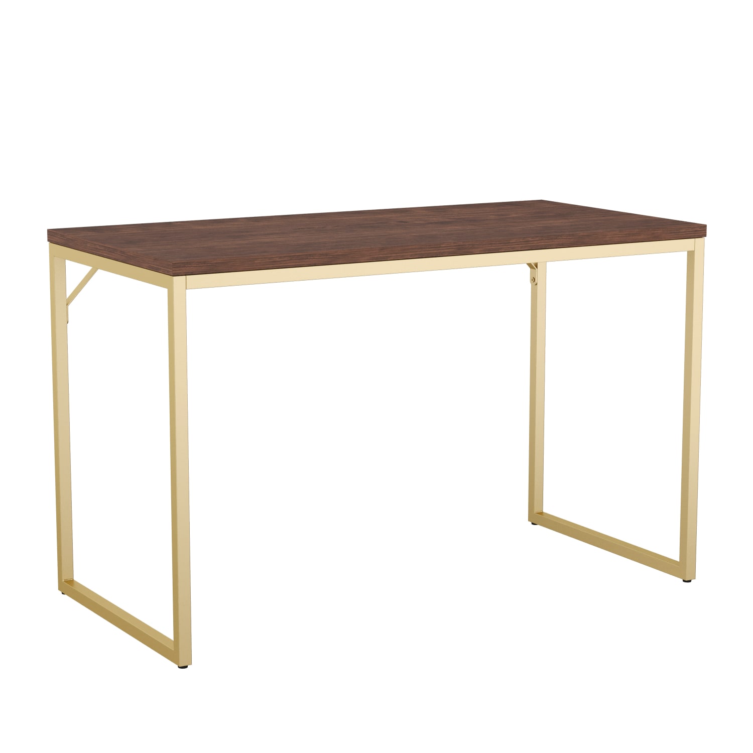 Martha Stewart Noah 47.25inW Home Office Parsons Computer Desk With Metal Frame, Walnut/Polished Brass - Image 3