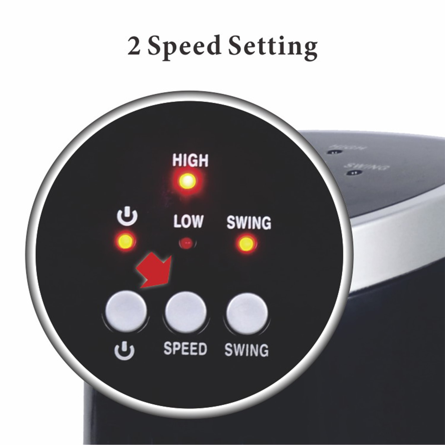 Optimus Ultra-Slim Oscillating Desktop Tower Fan, 12in x 5in, Black - Image 3