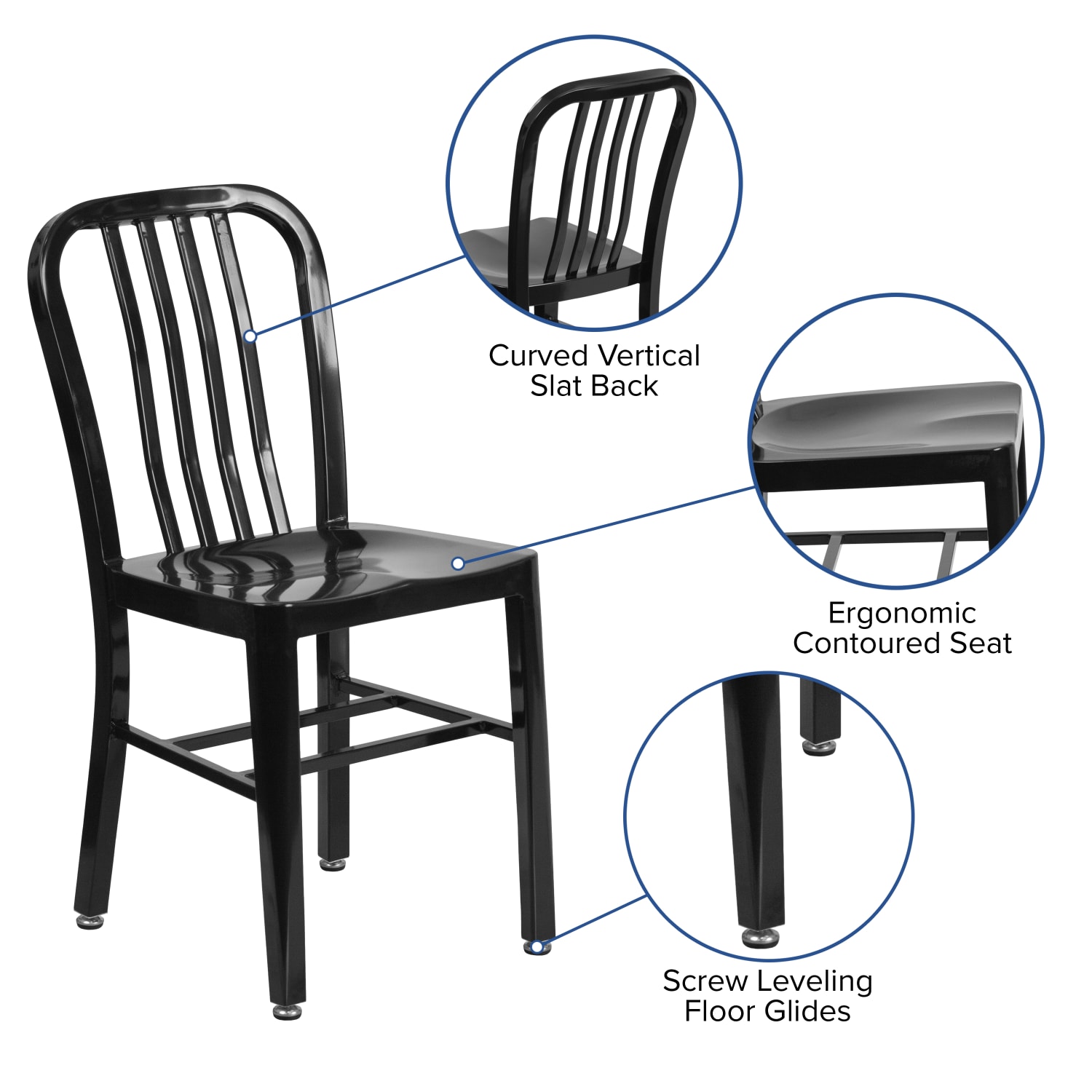 Flash Furniture Commercial-Grade Metal Indoor/Outdoor Chair, Black - Image 6