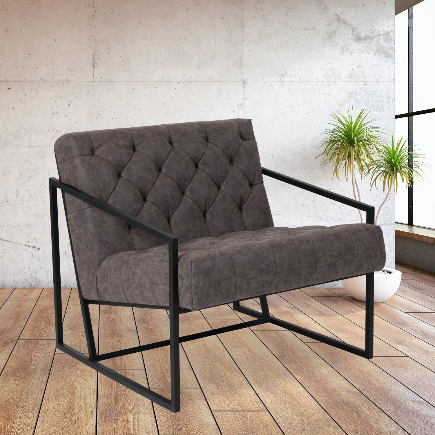 Flash Furniture HERCULES Madison Series LeatherSoft Tufted Lounge Chairs Retro Gray PopularChairscom Flash Furniture HERCULES Madison Series LeatherSoft Tufted Lounge Chairs Retro Gray PopularChairscom
