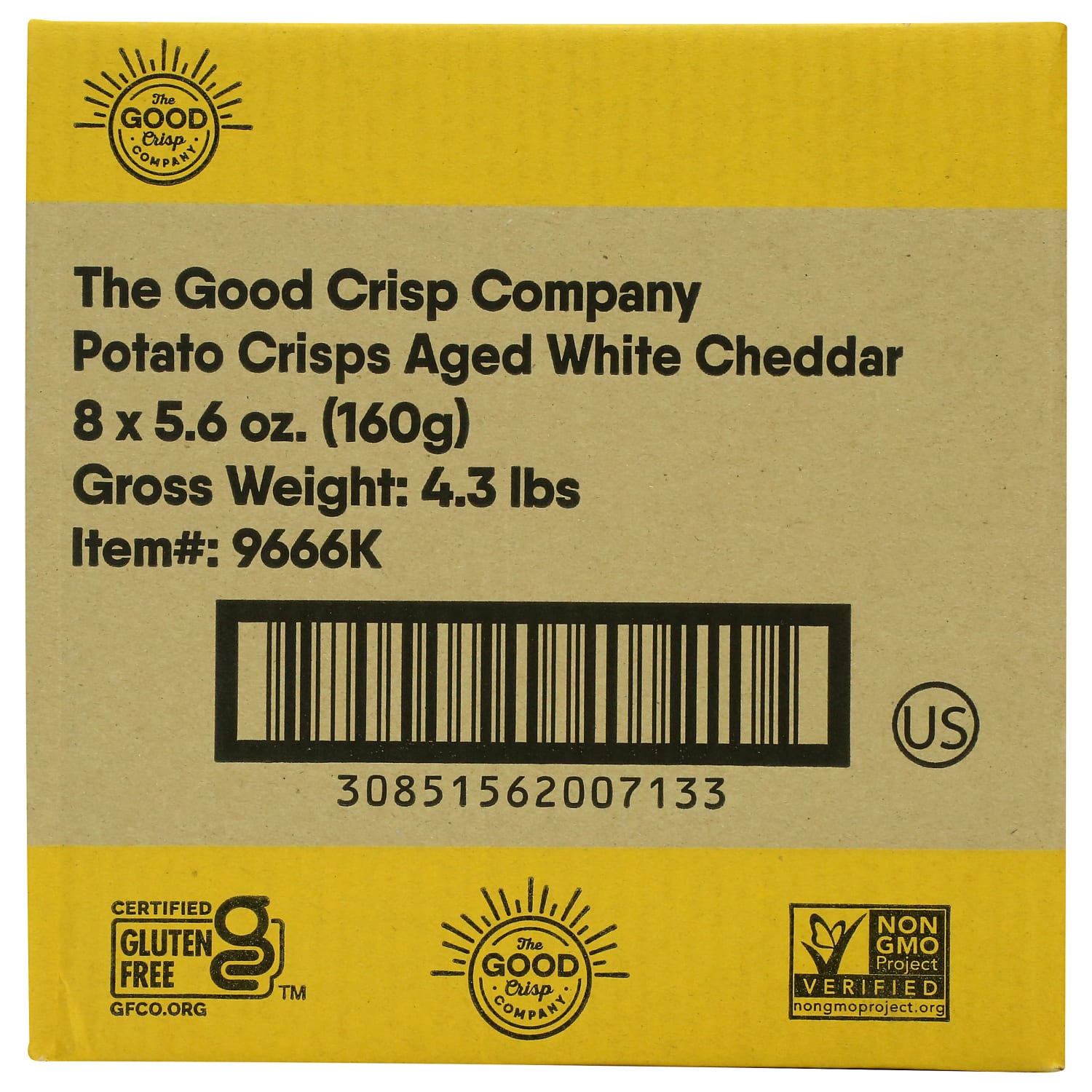 The Good Crisp Company Potato Crisps, Aged White Cheddar, 5.6 Oz, Total Qty 8 - Image 4