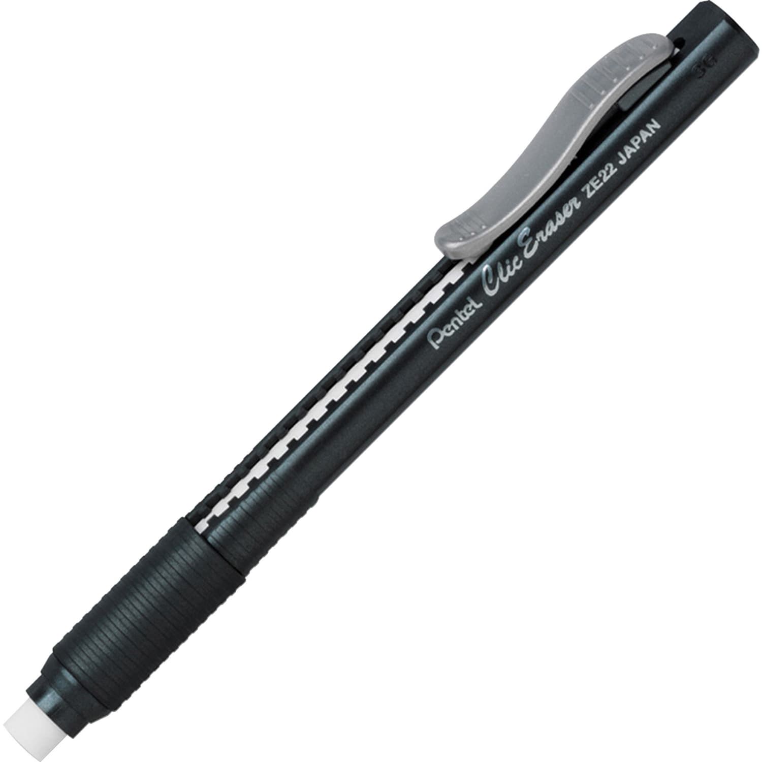 Pentel Rubber Grip Clic Eraser - Lead Pencil - Refillable - Pen - Retractable, Latex-free Grip, Ghost Resistant, Pocket Clip - 1Each - Black - Image 3